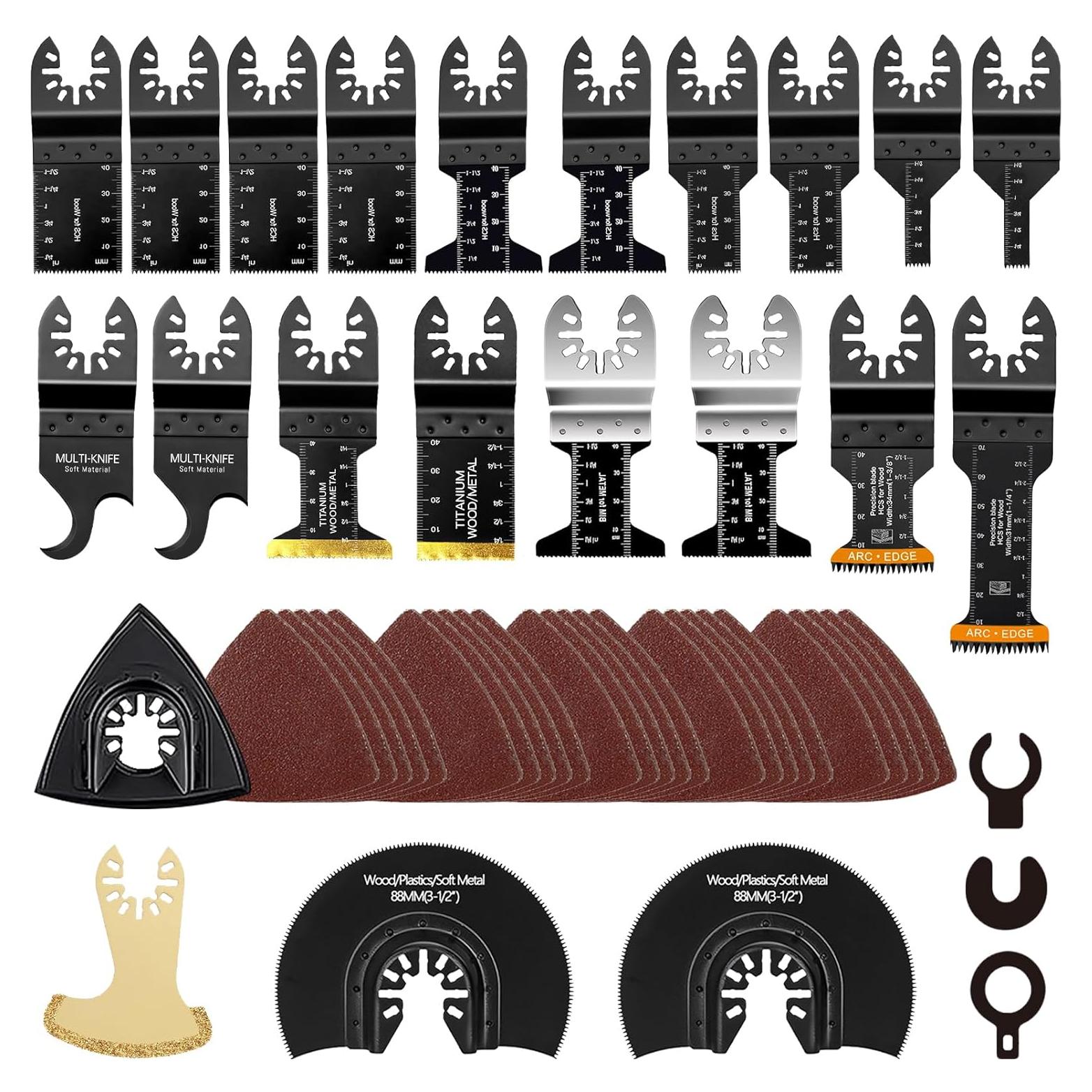 Paquete de 50 Hojas Multitool Titanio Universal - Compatibles con Dewalt, Bosch, Milwaukee