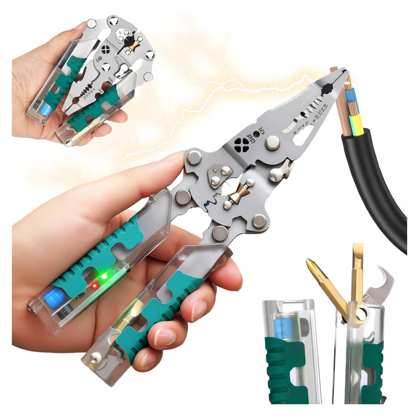 Alicates Eléctricos Tuvilo 18 en 1 con Probador de Voltaje