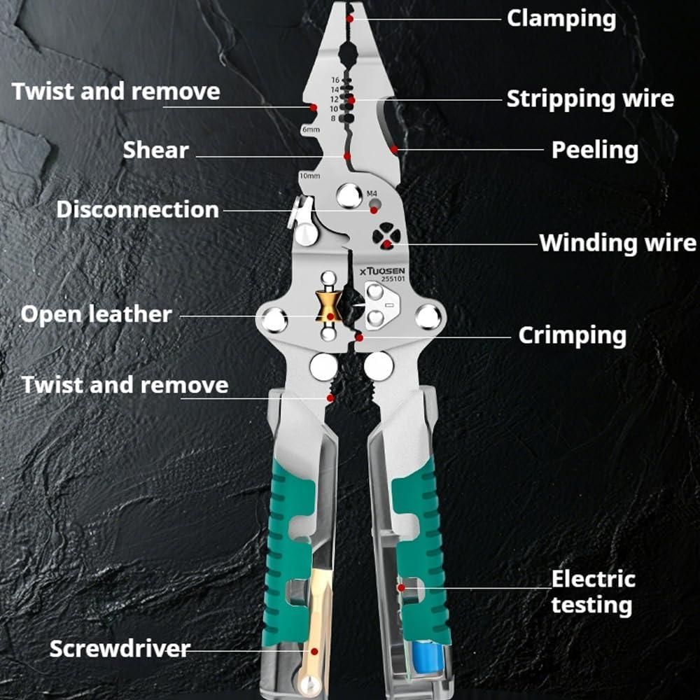 Alicates Eléctricos Tuvilo 18 en 1 con Probador de Voltaje
