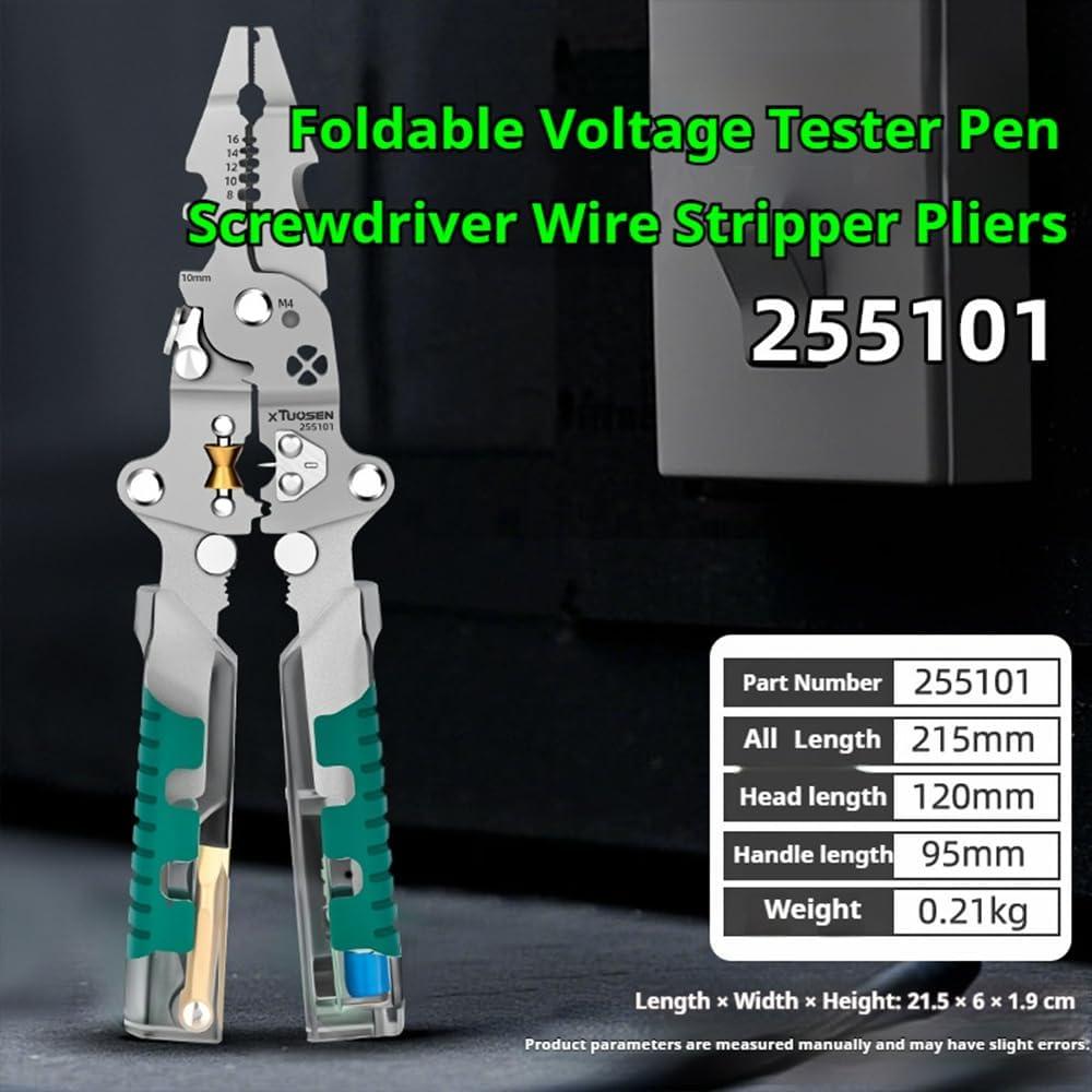 Alicates Eléctricos Tuvilo 18 en 1 con Probador de Voltaje