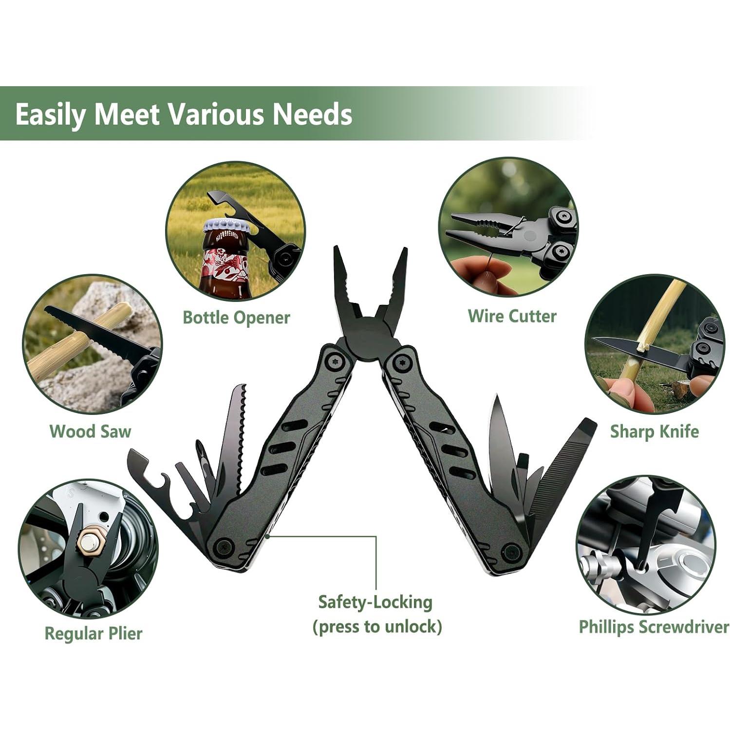 Multiherramienta Cacylife EDC Negra 13 Funciones con Seguridad