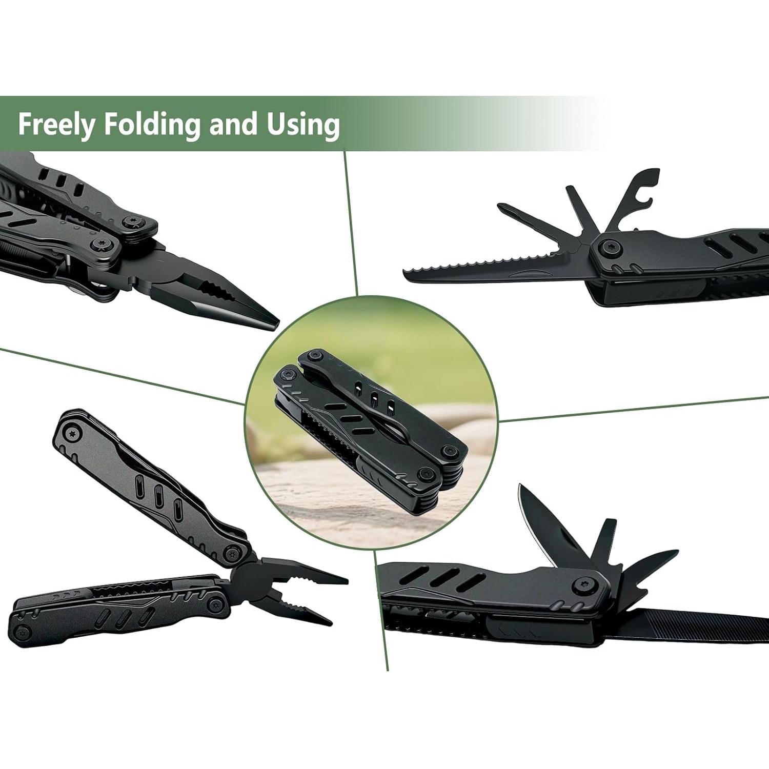 Multiherramienta Cacylife EDC Negra 13 Funciones con Seguridad