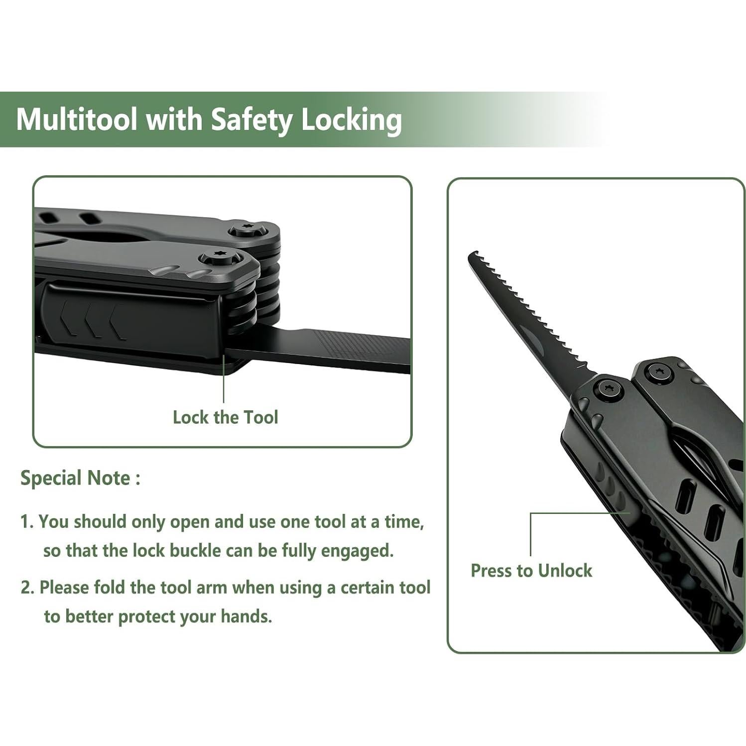Multiherramienta Cacylife EDC Negra 13 Funciones con Seguridad