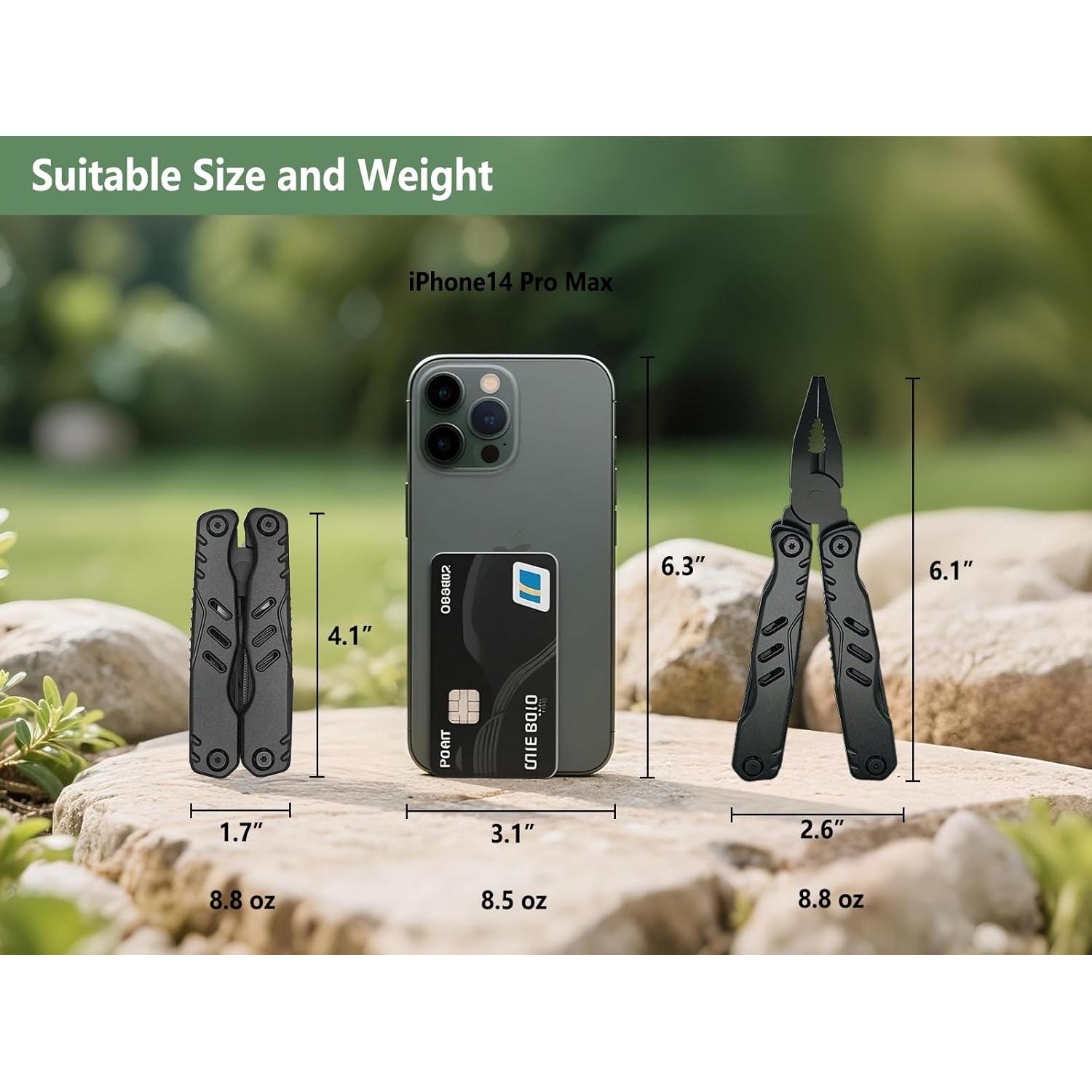 Multiherramienta Cacylife EDC Negra 13 Funciones con Seguridad