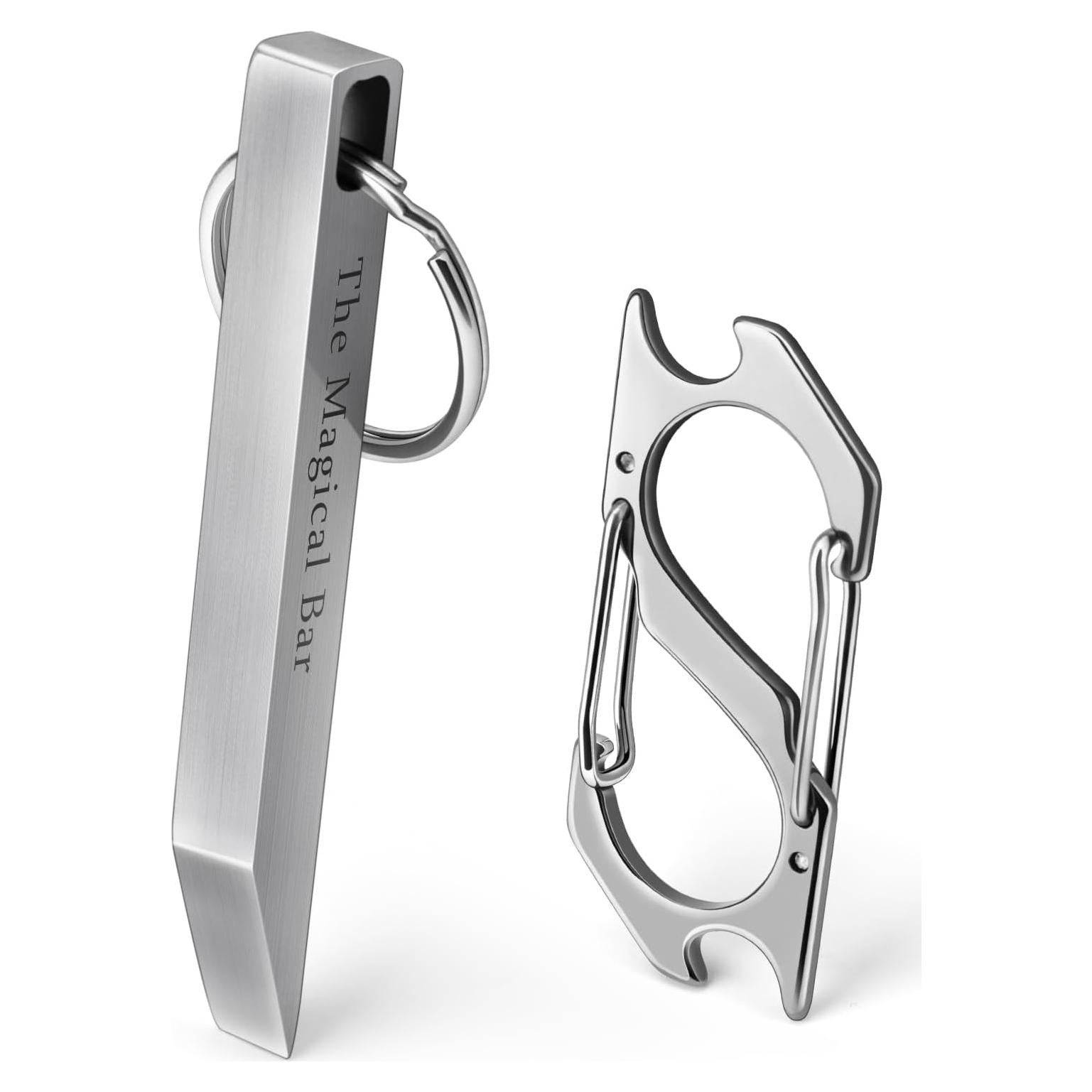 Barra de Palanca EDC Gliship de Acero Inoxidable con Mosquetón