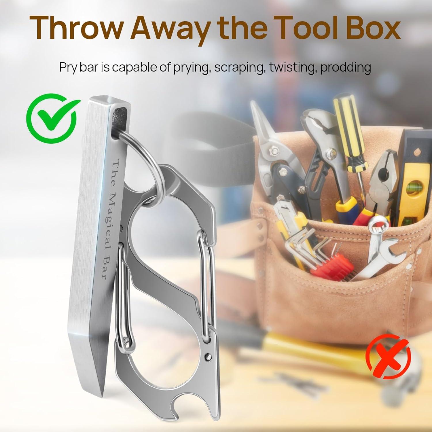 Barra de Palanca EDC Gliship de Acero Inoxidable con Mosquetón