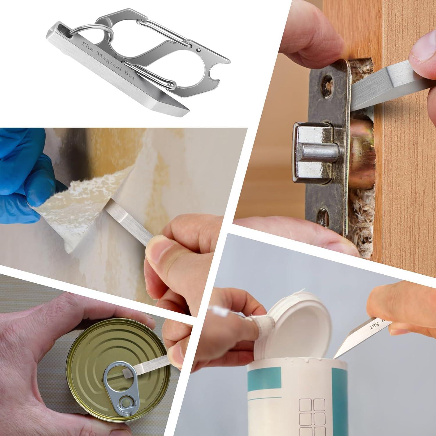 Barra de Palanca EDC Gliship de Acero Inoxidable con Mosquetón