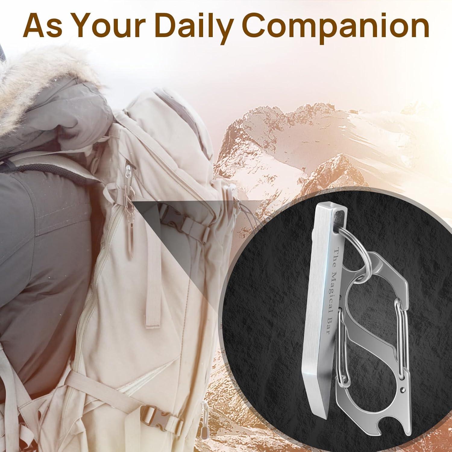 Barra de Palanca EDC Gliship de Acero Inoxidable con Mosquetón