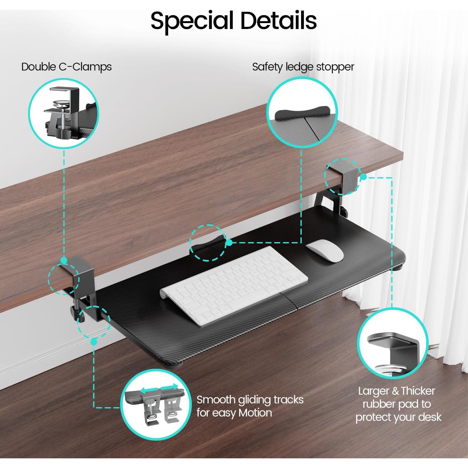 Bandeja Deslizante para Teclado NearHub 66x29cm Ergonómica