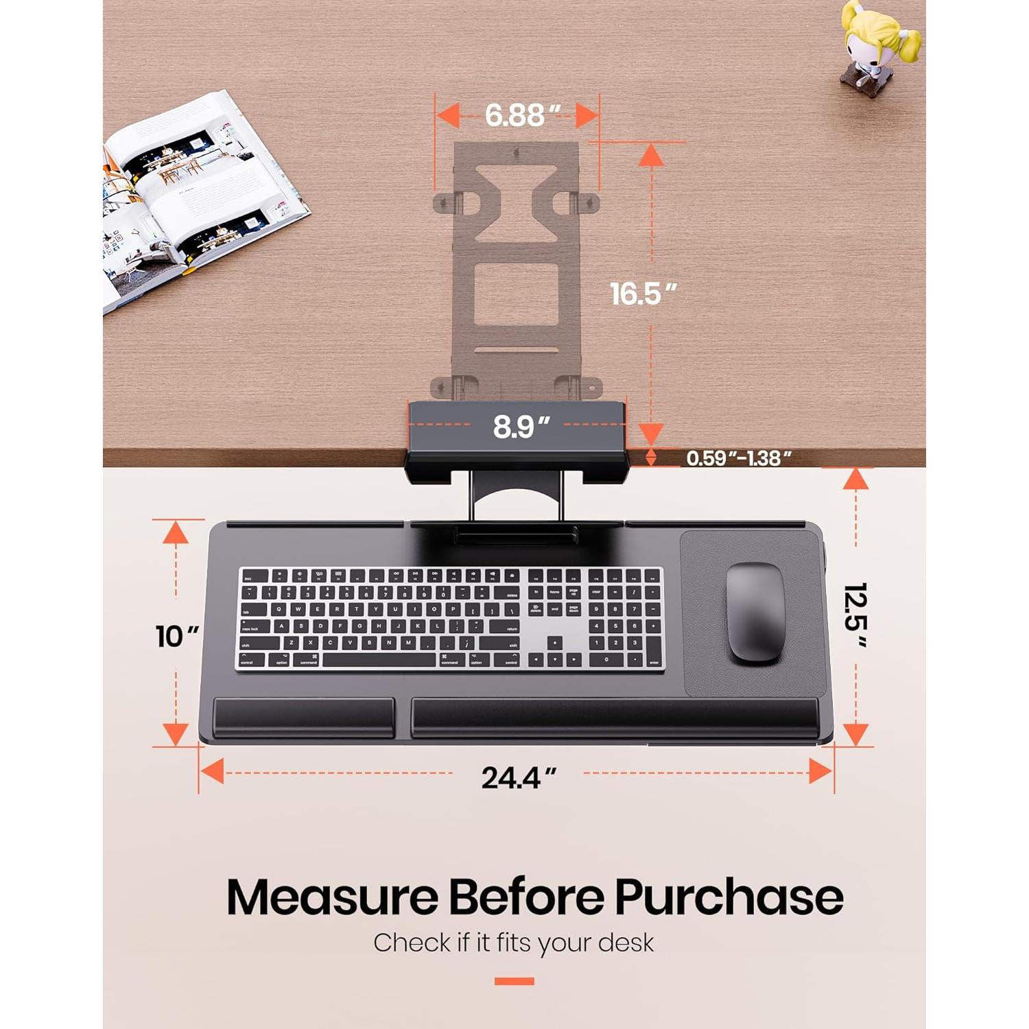 Bandeja de Teclado Ergonómica Klearlook Ajustable 62x25cm