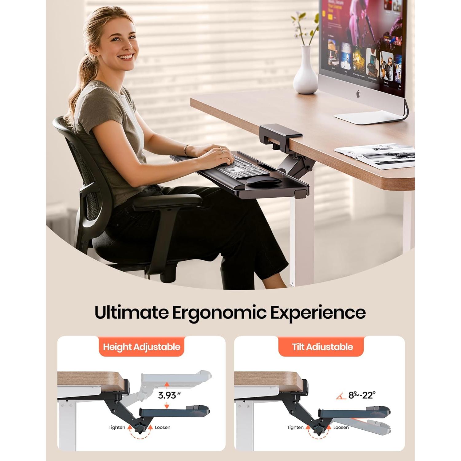 Bandeja de Teclado Ergonómica Klearlook Ajustable 62x25cm