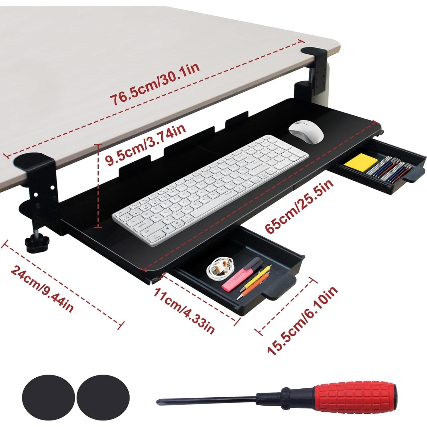 Bandeja de Teclado Extraíble GISGOO Negra 67.3x24.1 cm