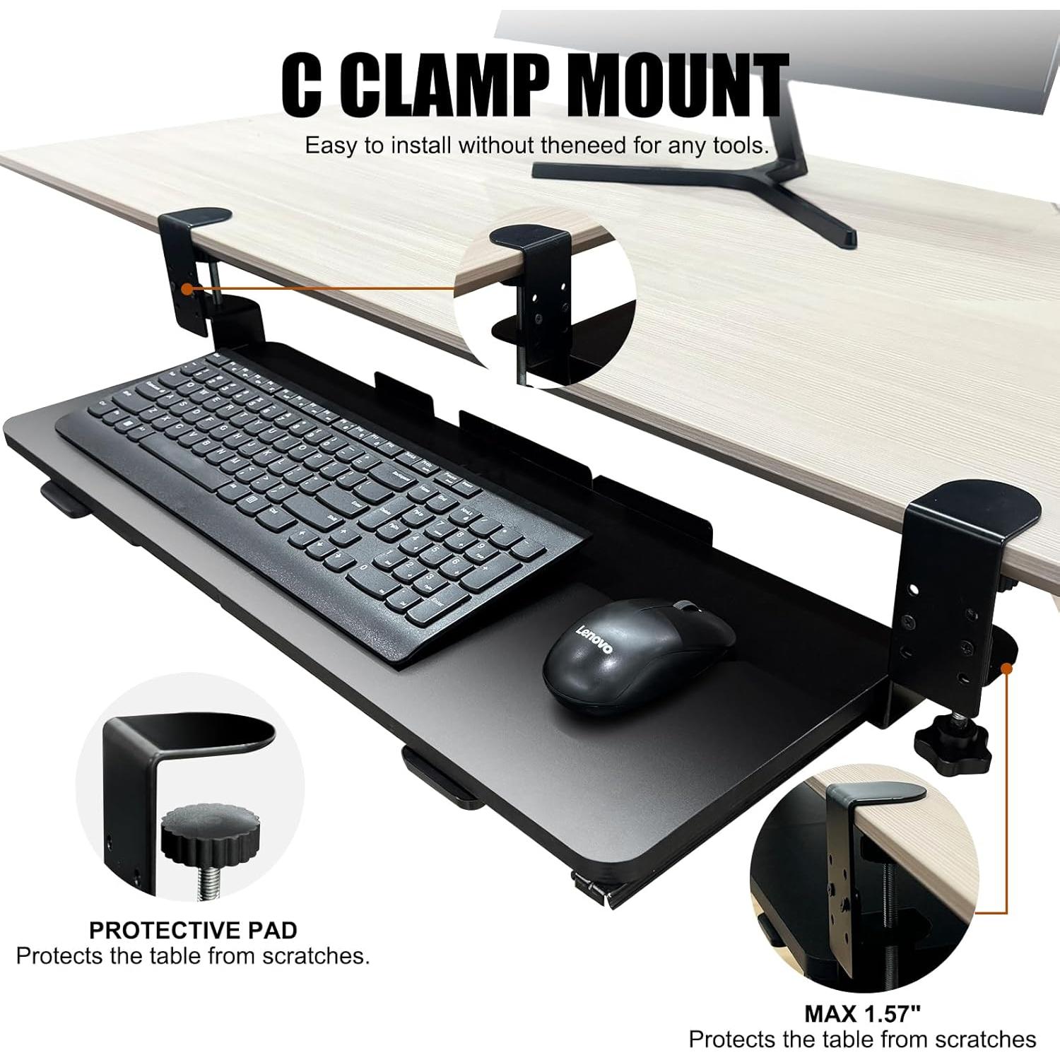 Bandeja de Teclado Extraíble GISGOO Negra 67.3x24.1 cm