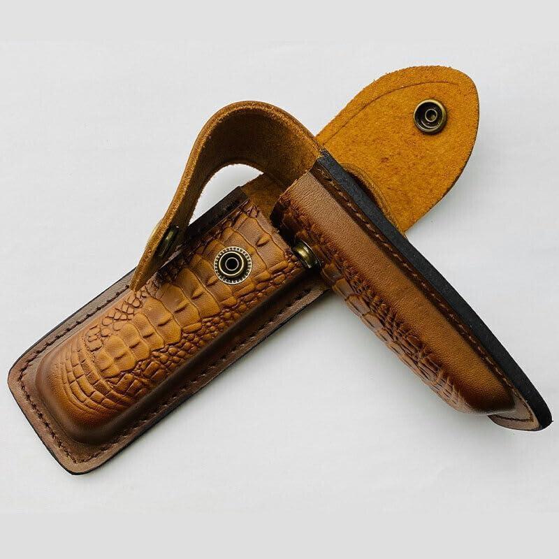 Funda de Cuchillo Plegable UCCKEYI de Cuero Marrón - 2 Piezas