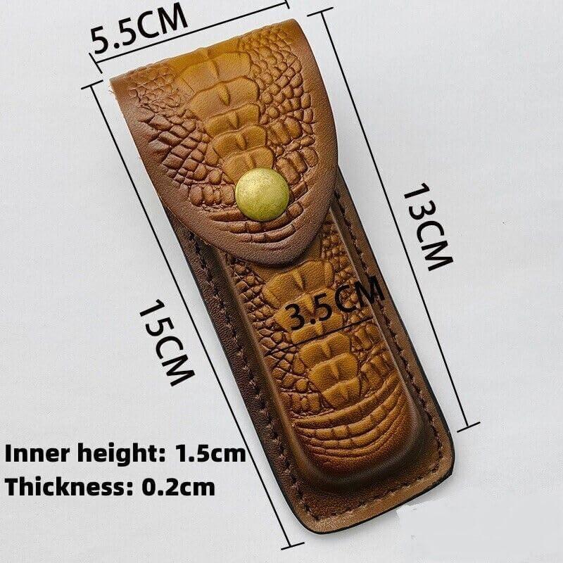 Funda de Cuchillo Plegable UCCKEYI de Cuero Marrón - 2 Piezas