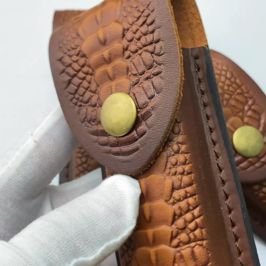 Funda de Cuchillo Plegable UCCKEYI de Cuero Marrón - 2 Piezas