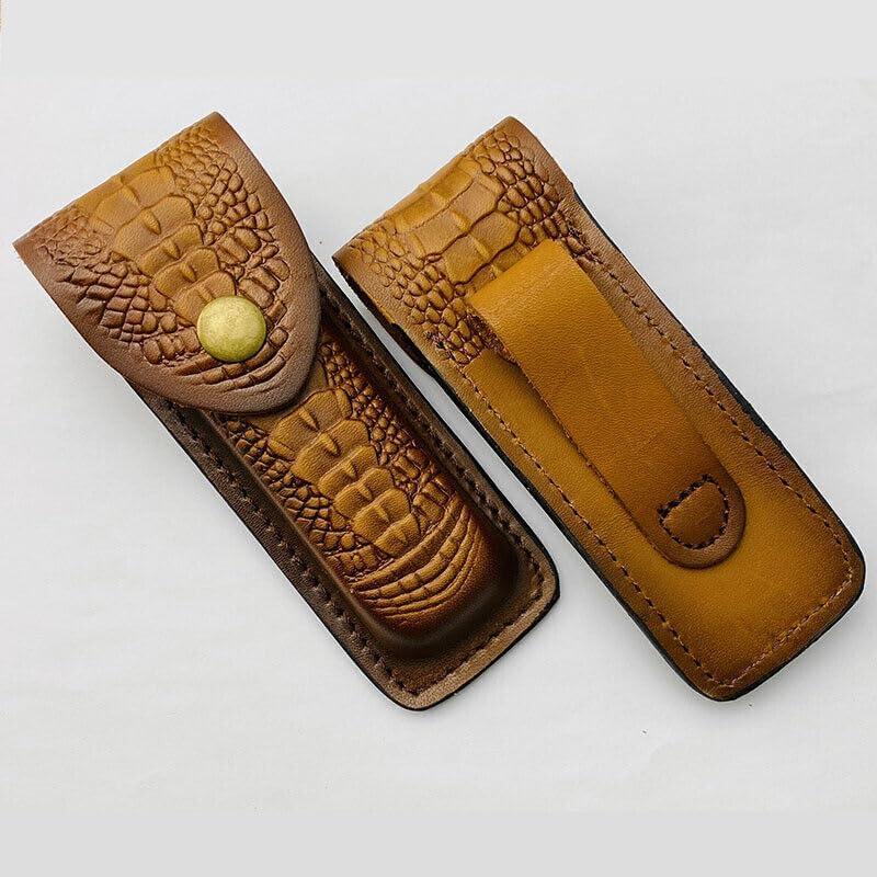 Funda de Cuchillo Plegable UCCKEYI de Cuero Marrón - 2 Piezas