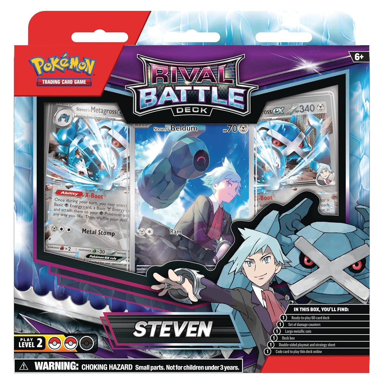 Mazo de Cartas Pokémon TCG Rival Battle Deck Steven 60 cartas