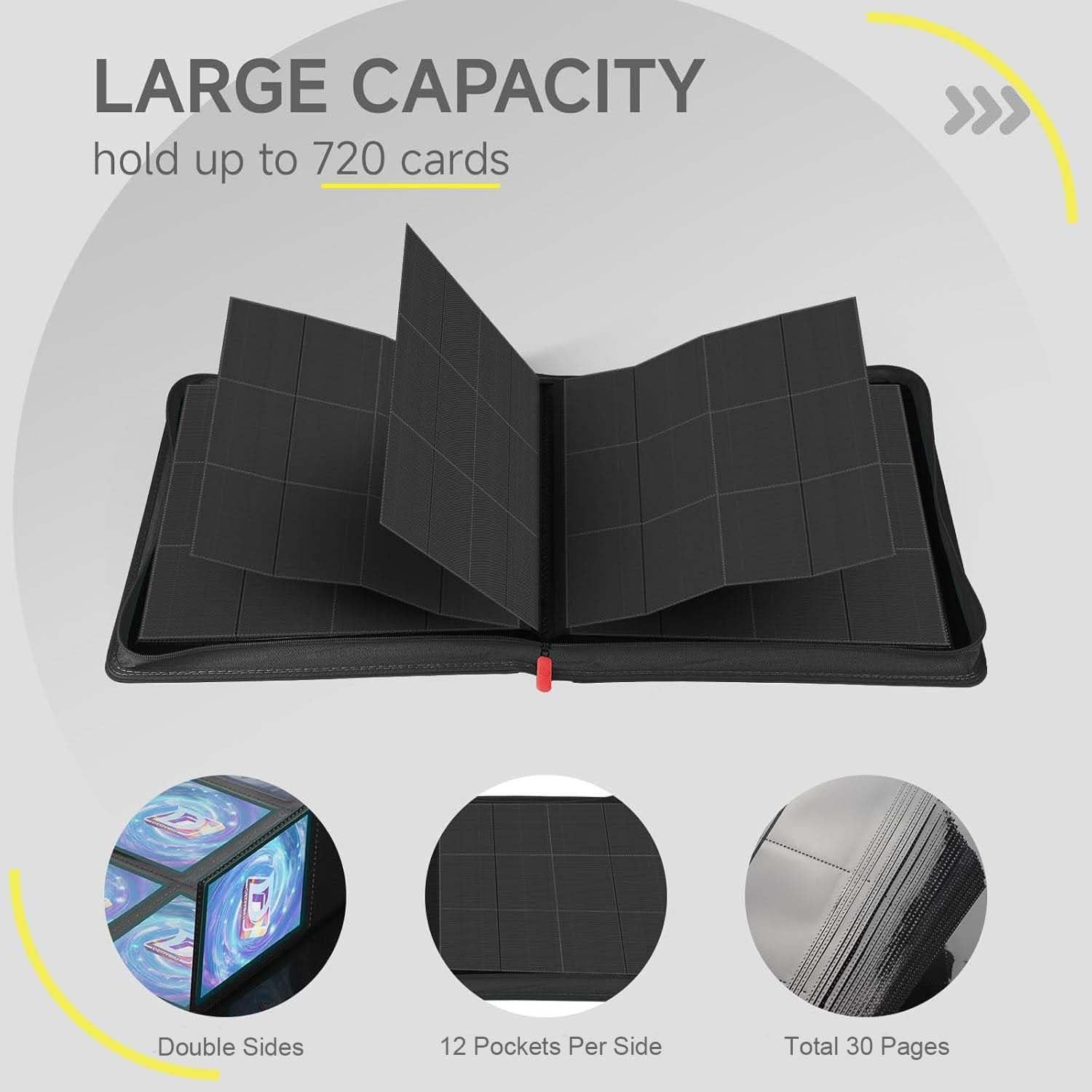 Carpeta de Cartas Deoyibu 12 Bolsillos Negra 720 Cartas