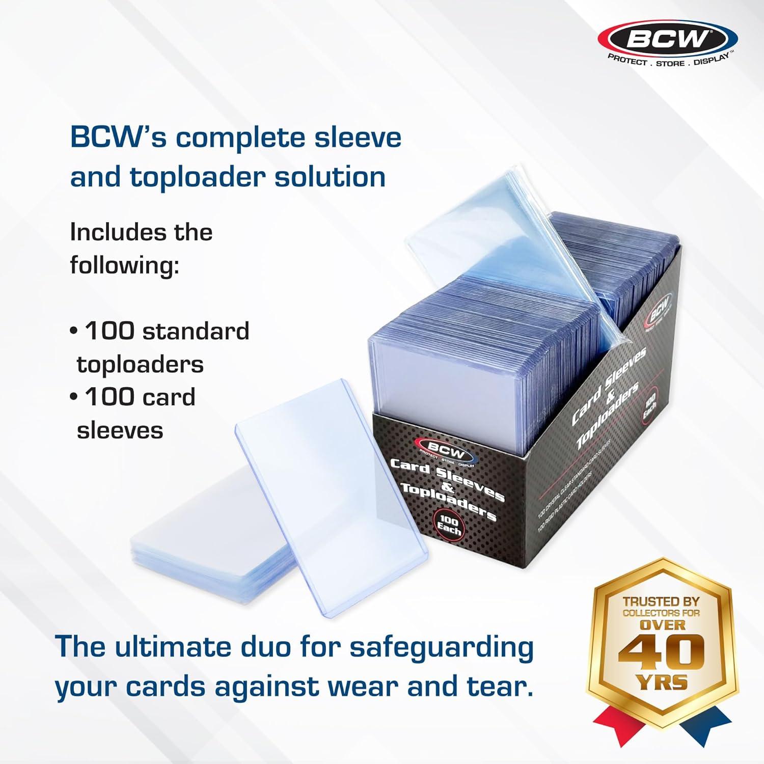 Combo 100 Fundas y Toploaders BCW para Tarjetas Sin Ácido
