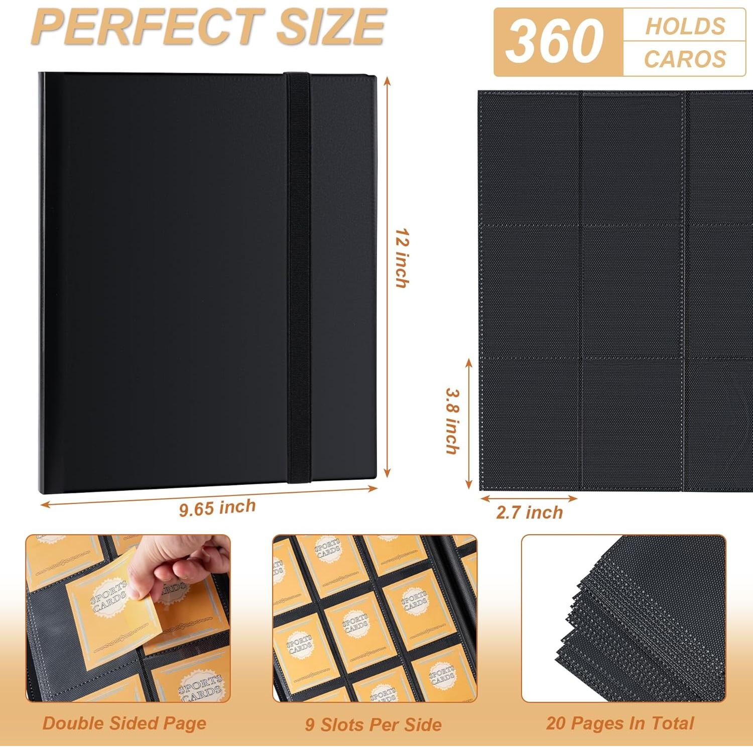 Carpeta de Cartas 9 Bolsillos BOOMIBOO para 360 Cartas - Negro