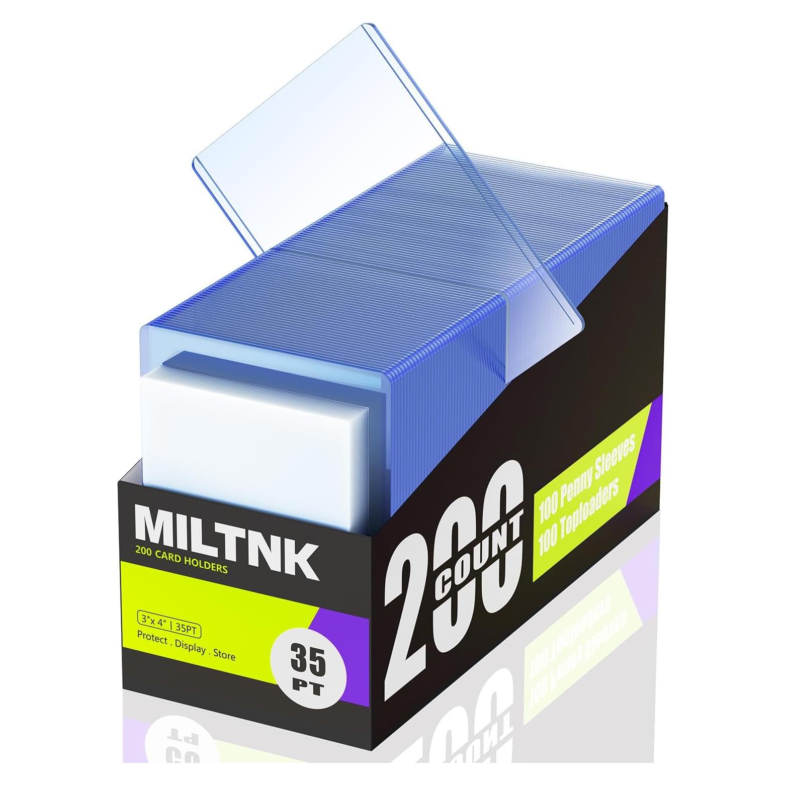 Paquete de 200 fundas para tarjetas MILTNK - 100 Toploaders + 100 fundas