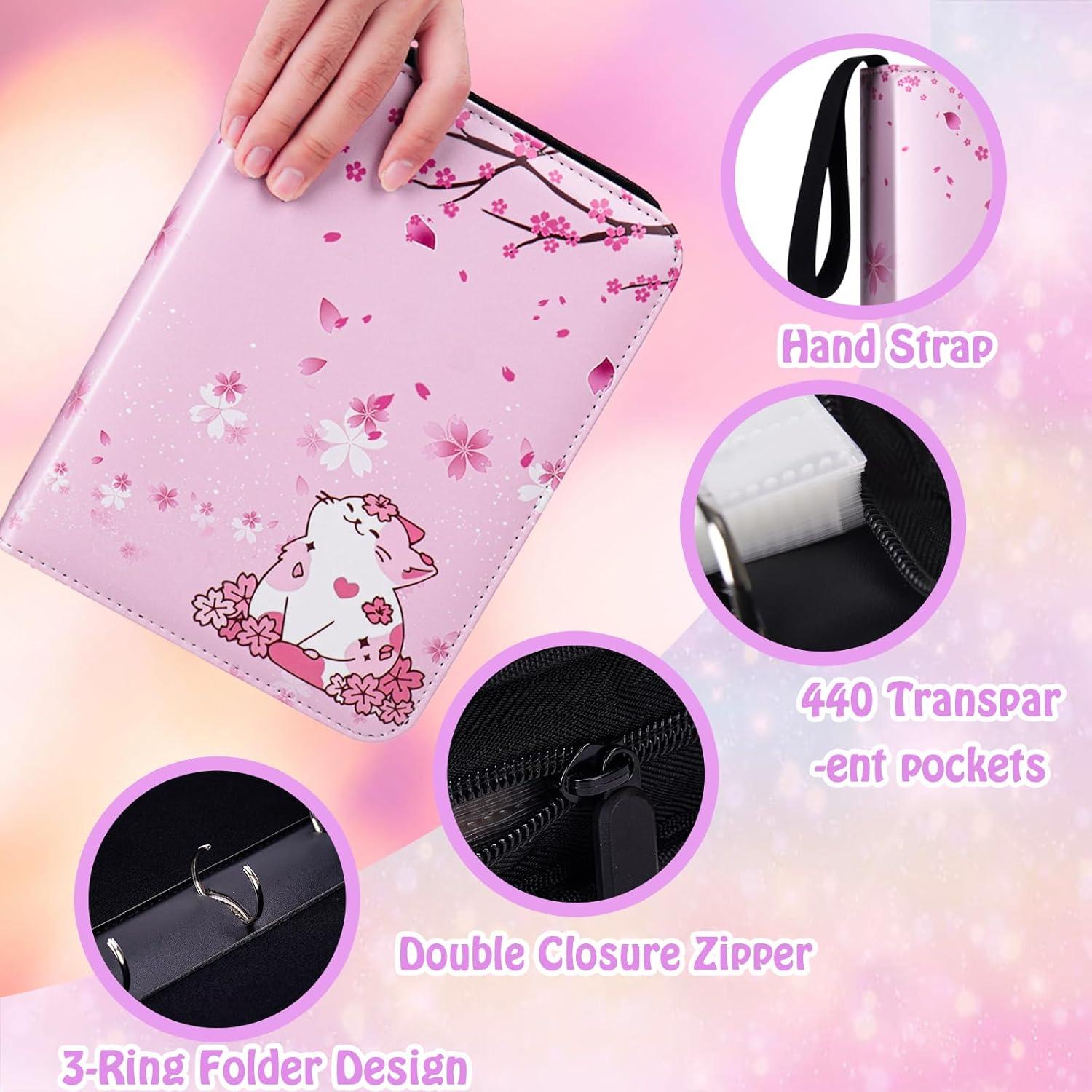 Carpeta de Cartas CLOKORIA Gato Sakura 440 Páginas 4 Bolsillos