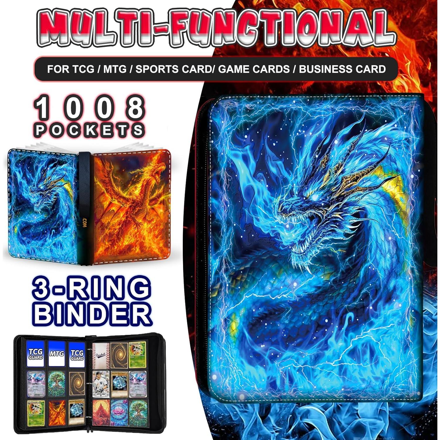 Carpeta de Cartas MYTCG 1008 Bolsillos Impermeable 3 Anillos