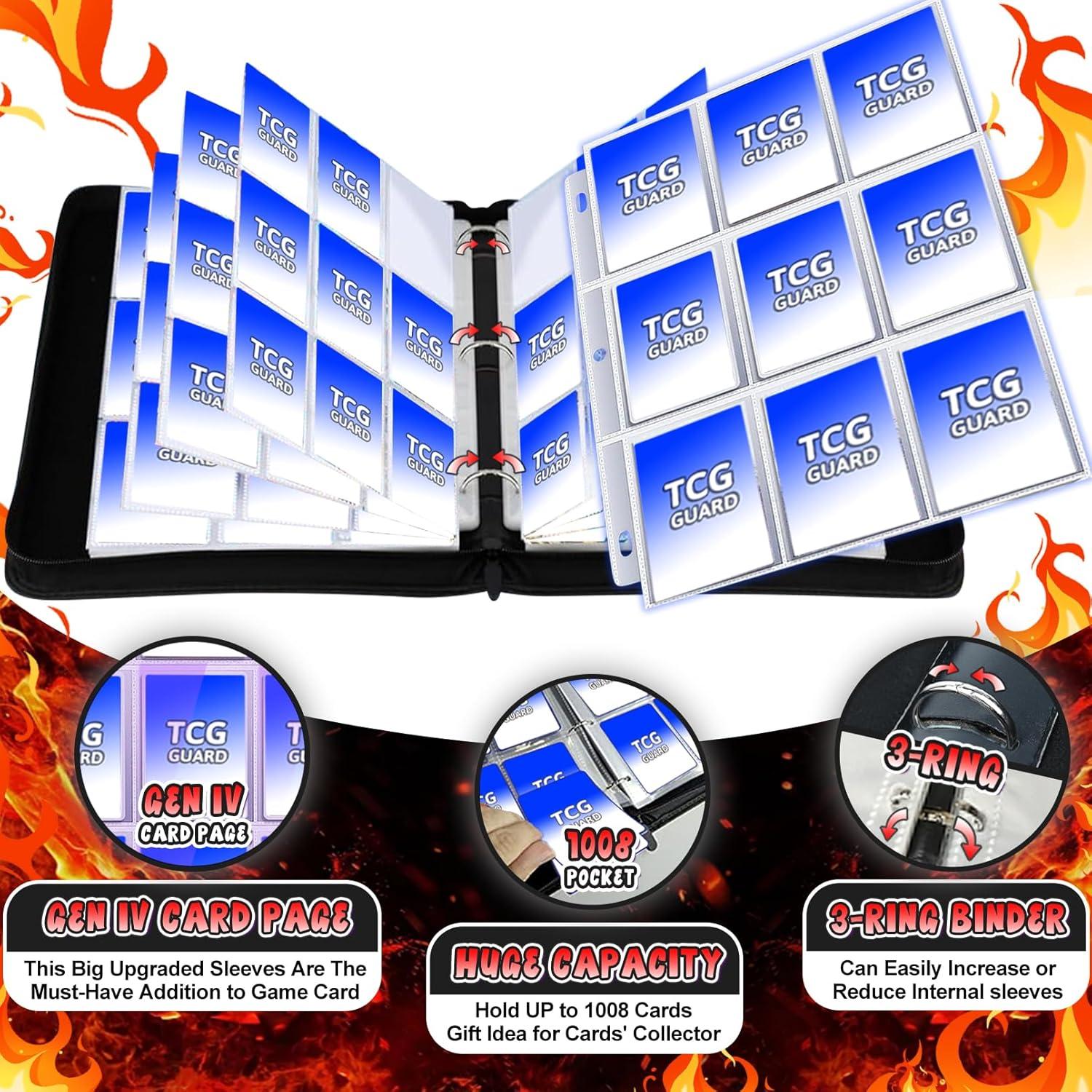 Carpeta de Cartas MYTCG 1008 Bolsillos Impermeable 3 Anillos