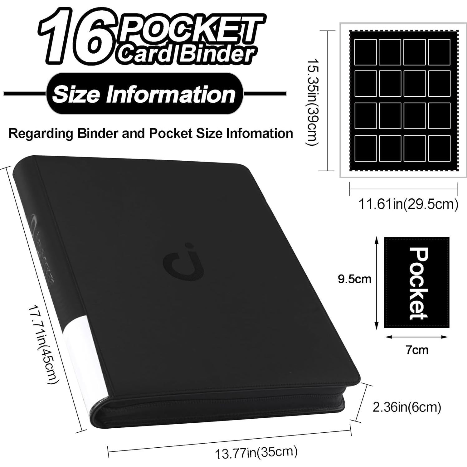 Carpeta para Tarjetas D DACCKIT 16 Bolsillos 1024 Tarjetas Negra