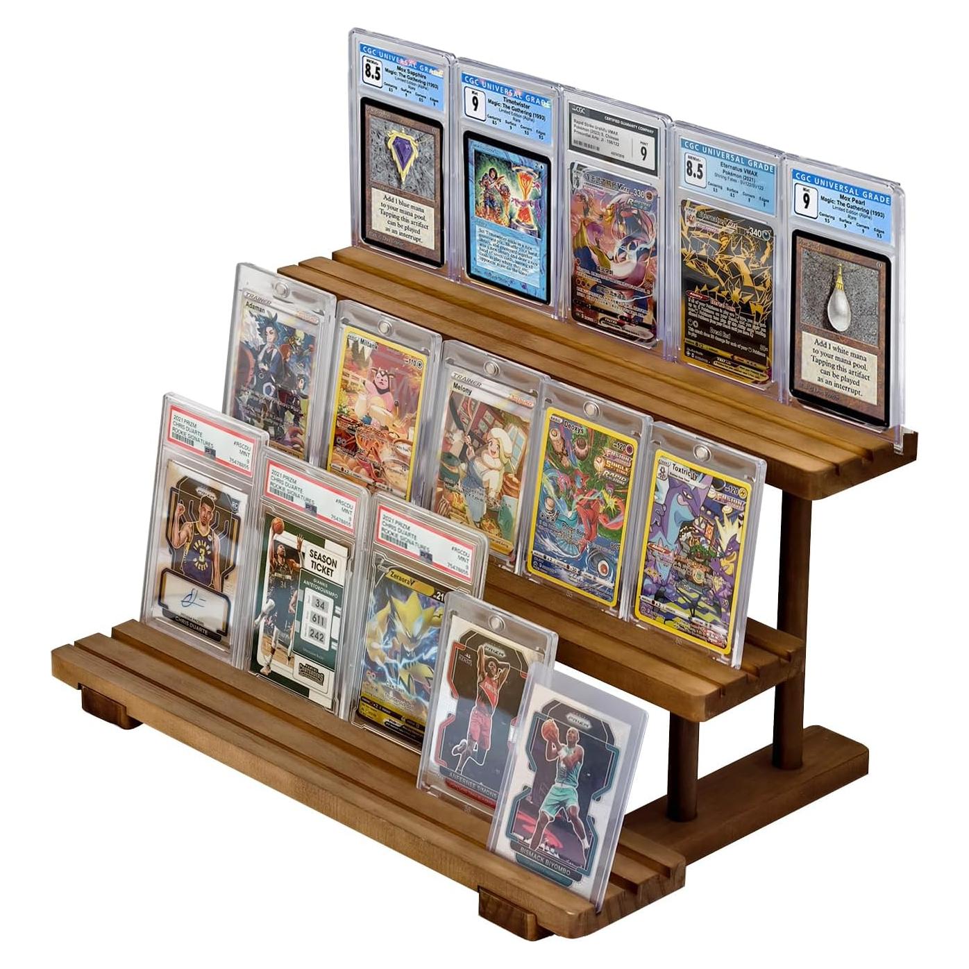 Exhibidor de Tarjetas de Comercio AAiphuwew 3 Niveles Madera