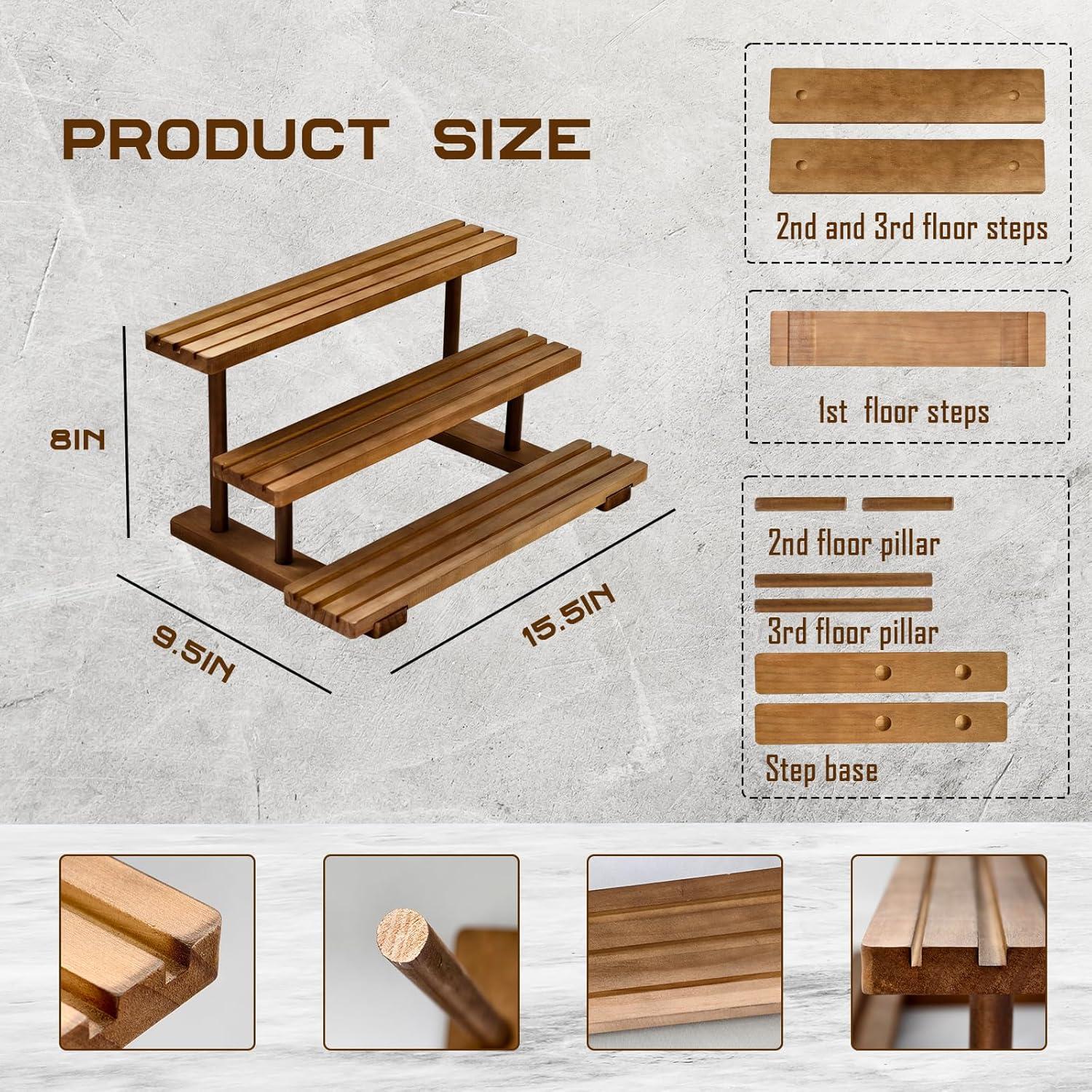 Exhibidor de Tarjetas de Comercio AAiphuwew 3 Niveles Madera