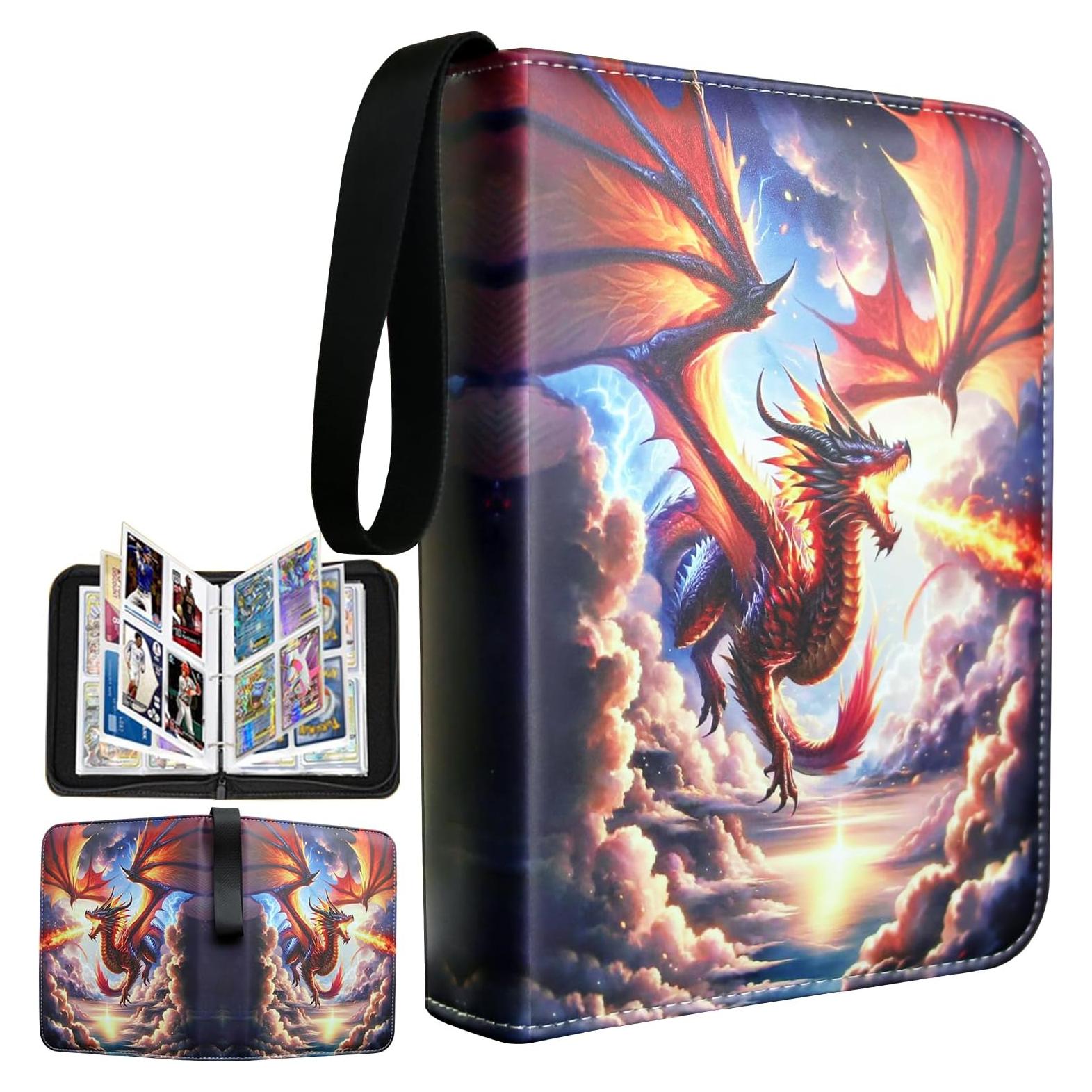 Carpeta de Cartas Fweel Dragón de Fuego 400 Cartas 100 Páginas