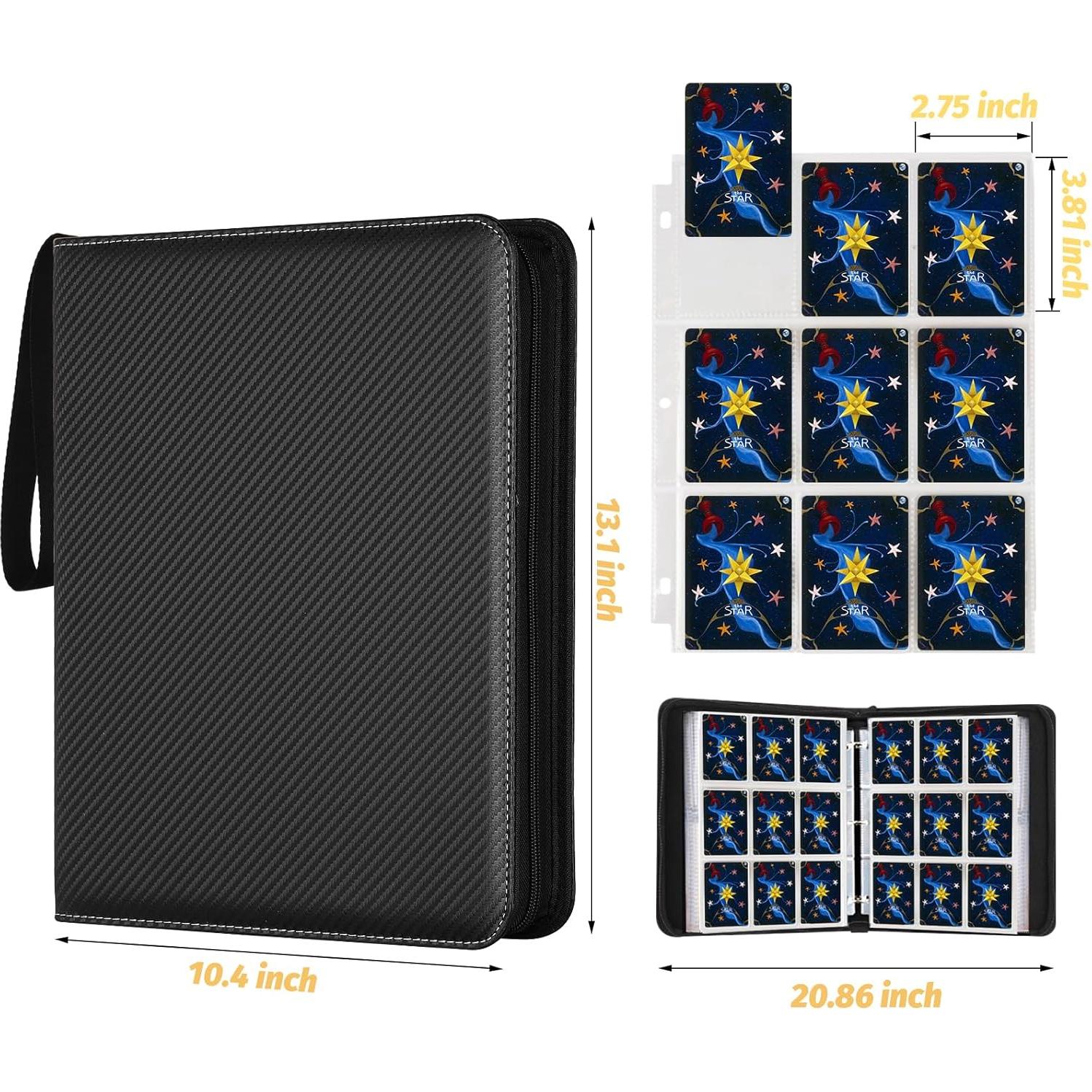 Carpeta de Cartas GERMUN 9 Bolsillos 900 Cartas Negra