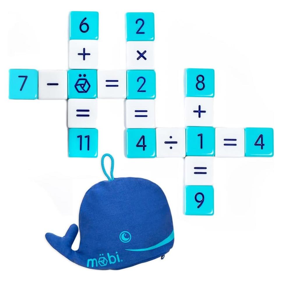 Mobi Educational Math Game - Addition, Subtraction, Multiplication and Division in a Crossword Grid, Numerical Function Tiles, Learning Math Games Kids - for Children Ages 8+