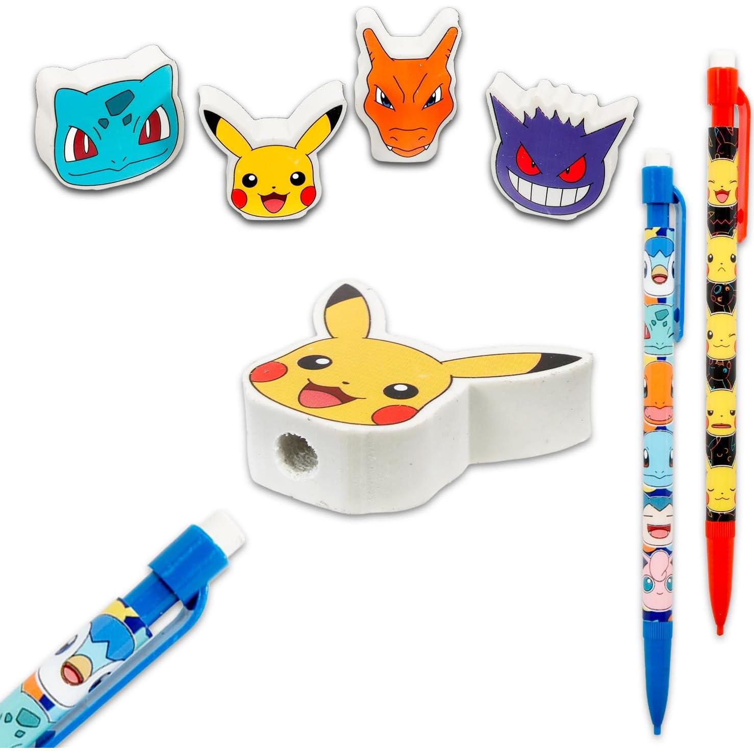Set de Lápices Mecánicos y Borradores Pokémon - 28 Piezas