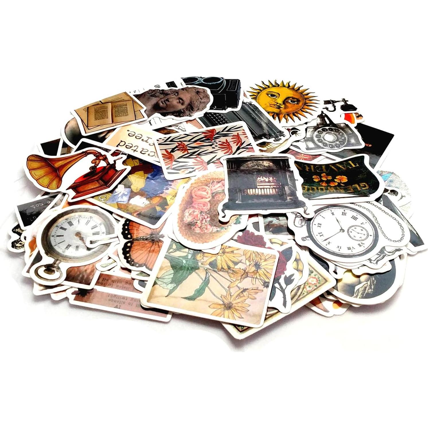 100 Stickers Vintage Impermeables Fbowlsea para Scrapbook