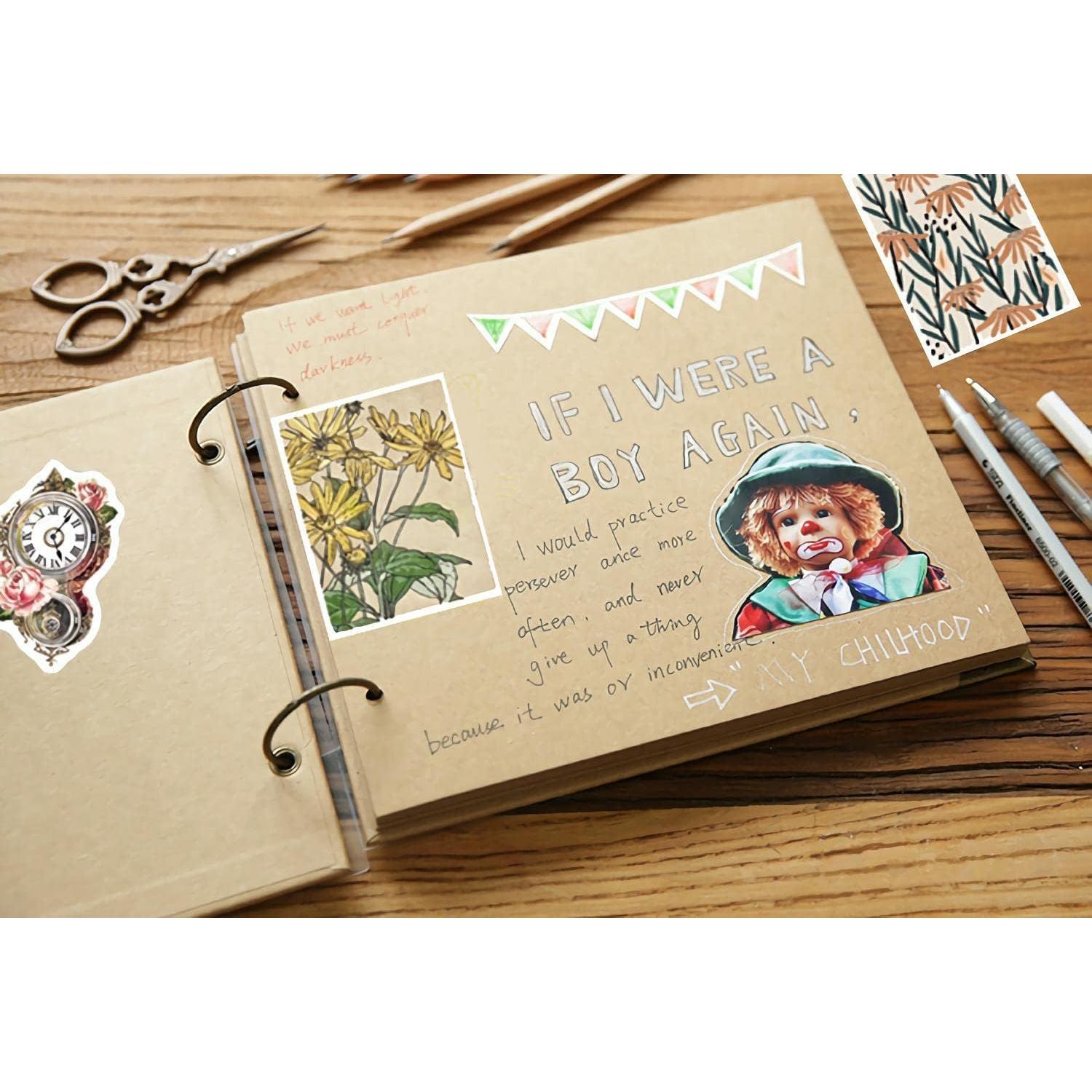 100 Stickers Vintage Impermeables Fbowlsea para Scrapbook