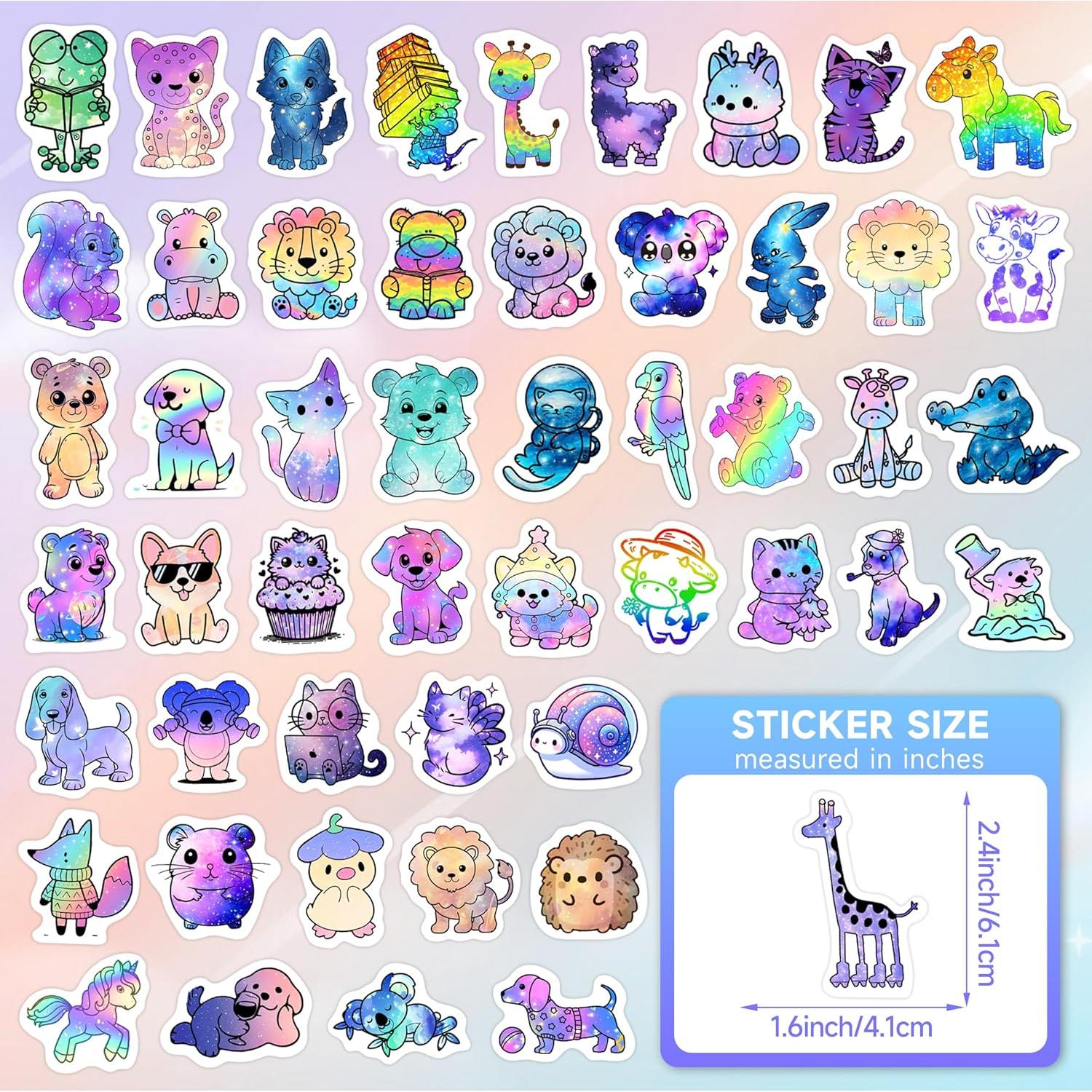 Calcomanías Holográficas Brillantes Robmoda - 70 Pcs Animales