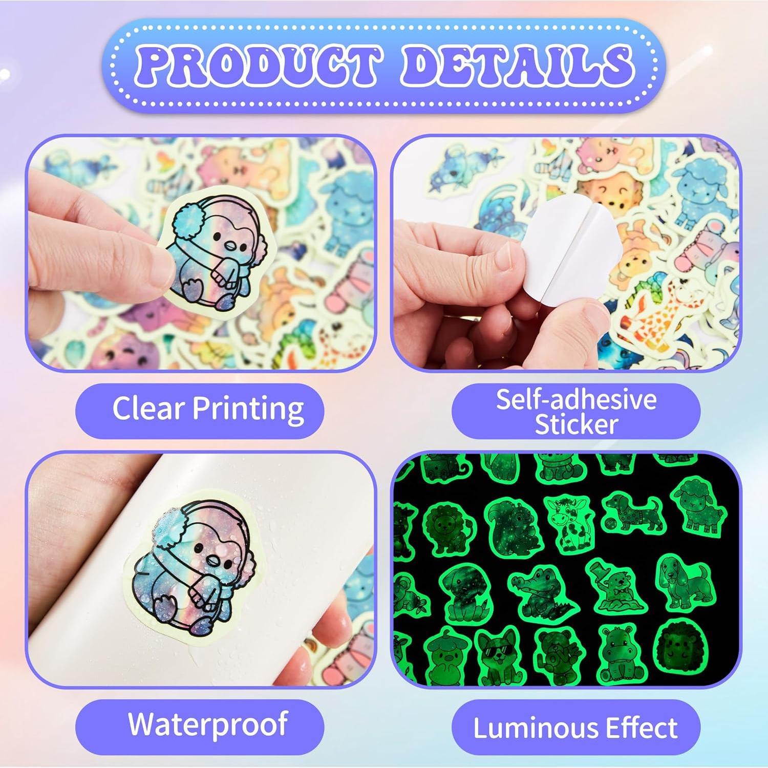 Calcomanías Holográficas Brillantes Robmoda - 70 Pcs Animales