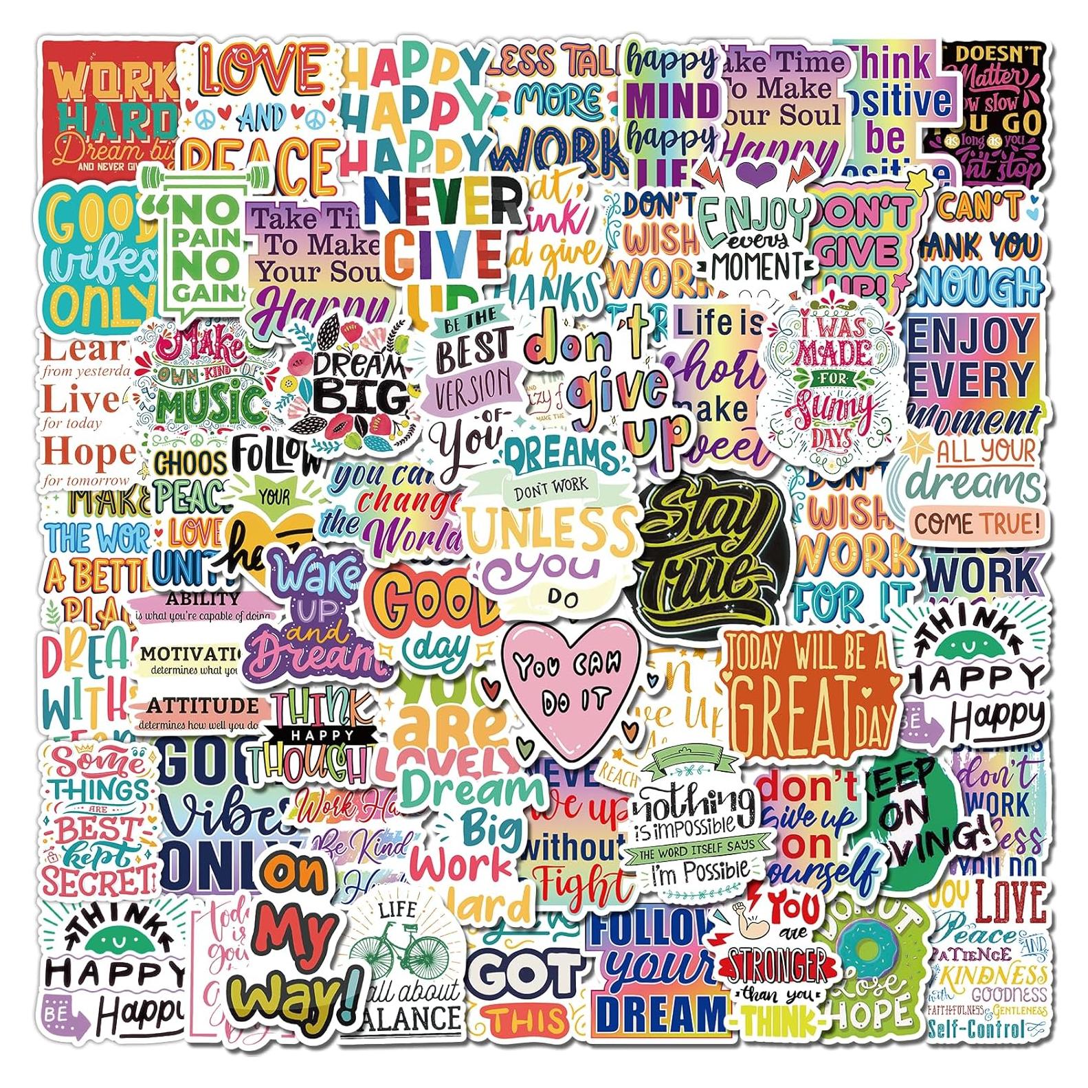 Paquete de 300 Calcomanías Motivacionales BarrelTree - Impermeables