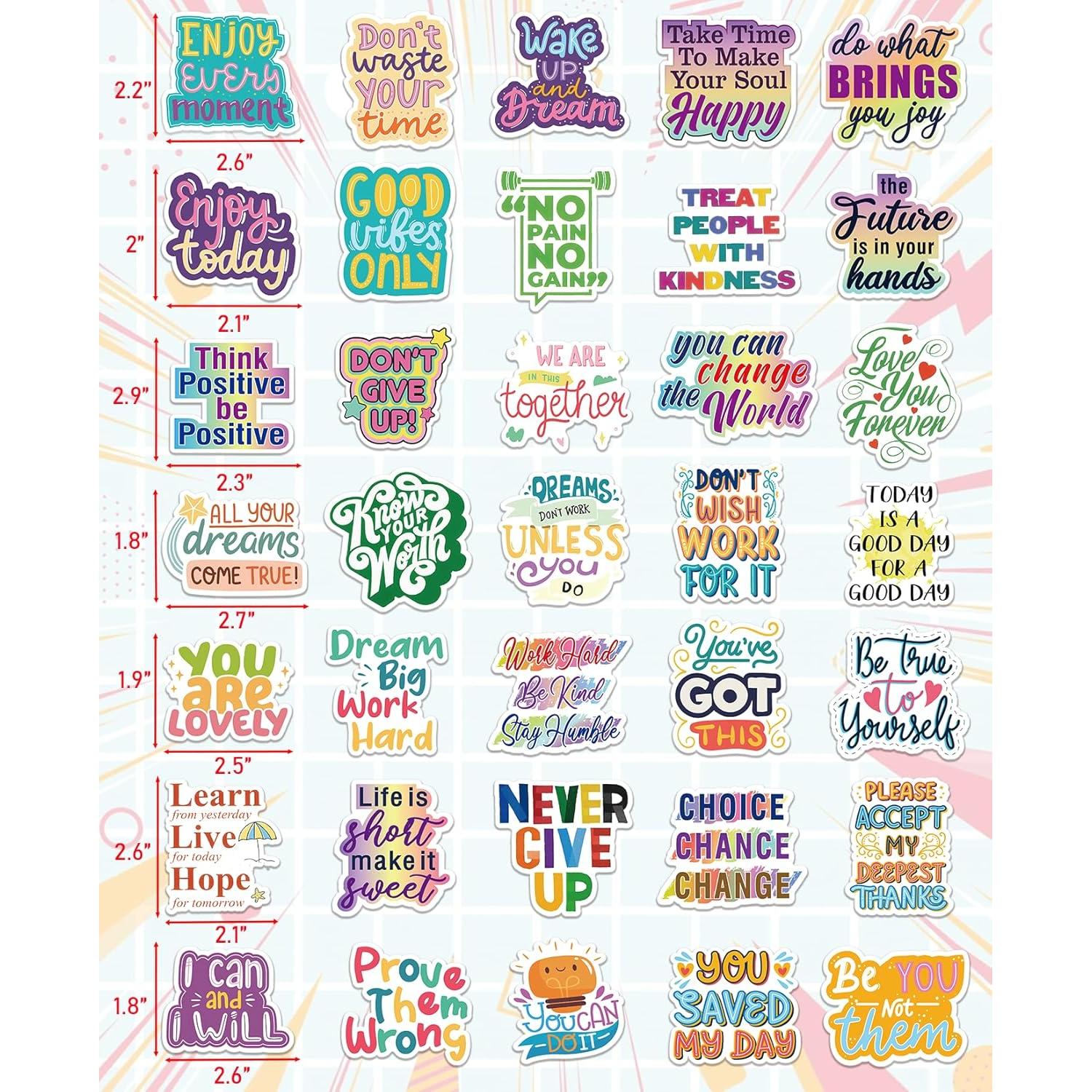 Paquete de 300 Calcomanías Motivacionales BarrelTree - Impermeables