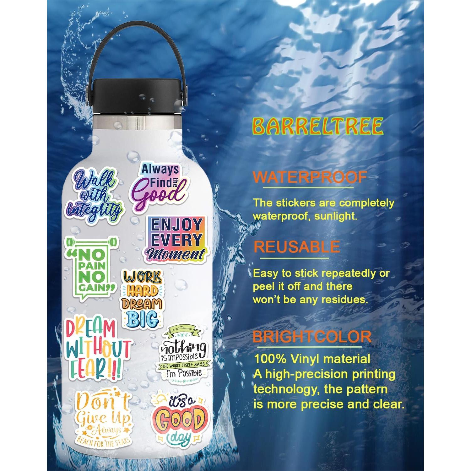 Paquete de 300 Calcomanías Motivacionales BarrelTree - Impermeables