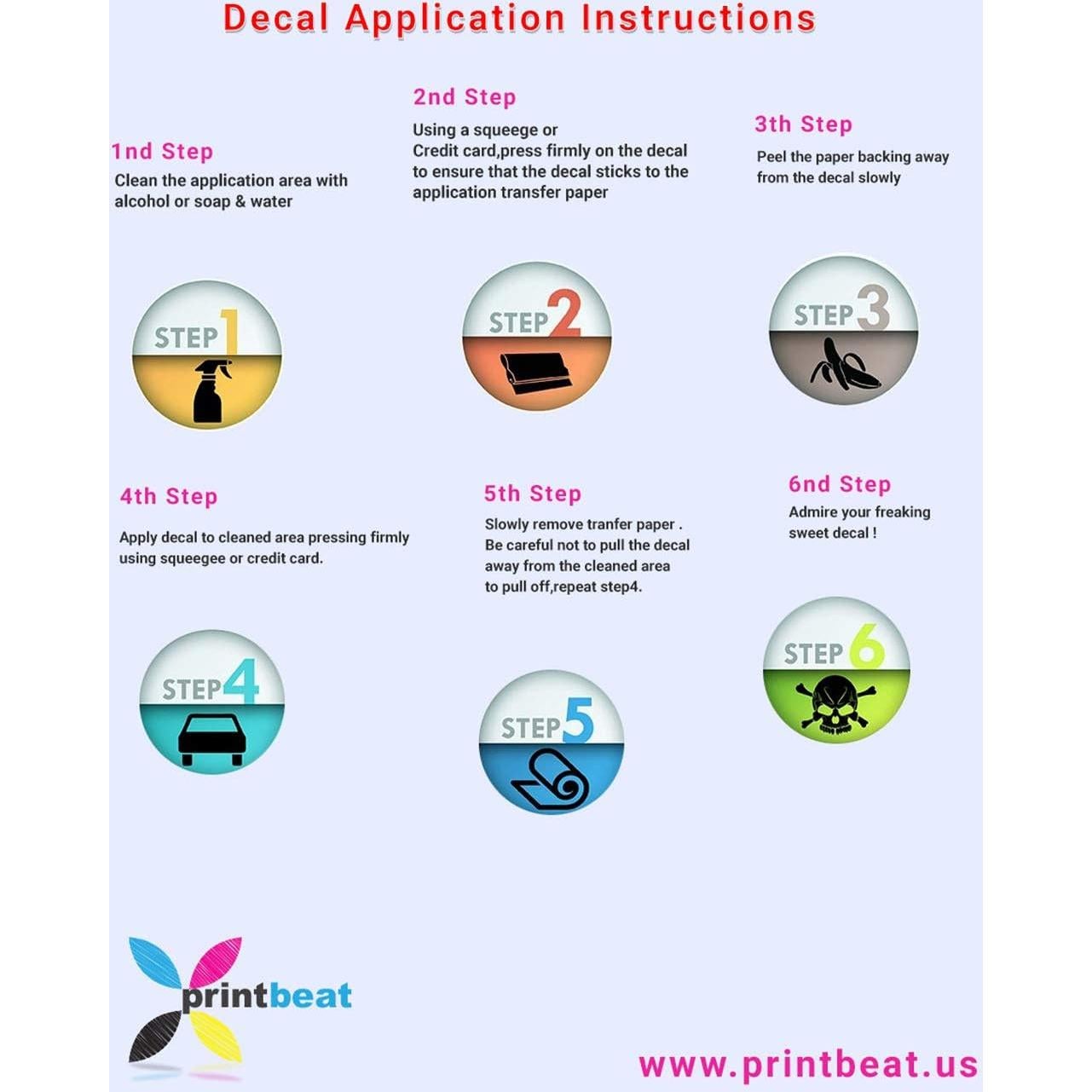 Pegatina de Vinilo Automóvil Printbeat 11.43x11.43cm Blanca