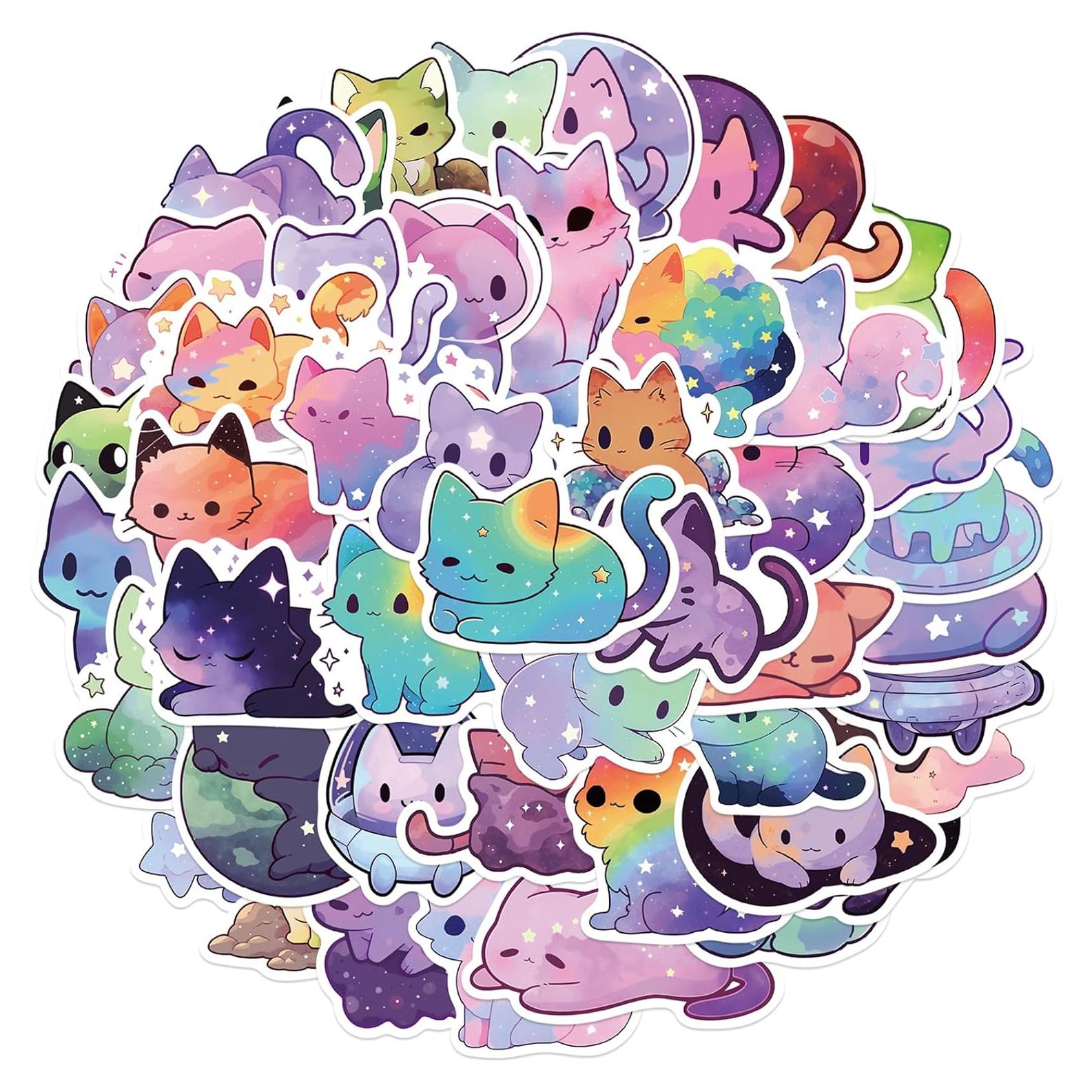 50 Pegatinas de Gato Cartoon TWGOGOTIC - Vinilo Impermeable