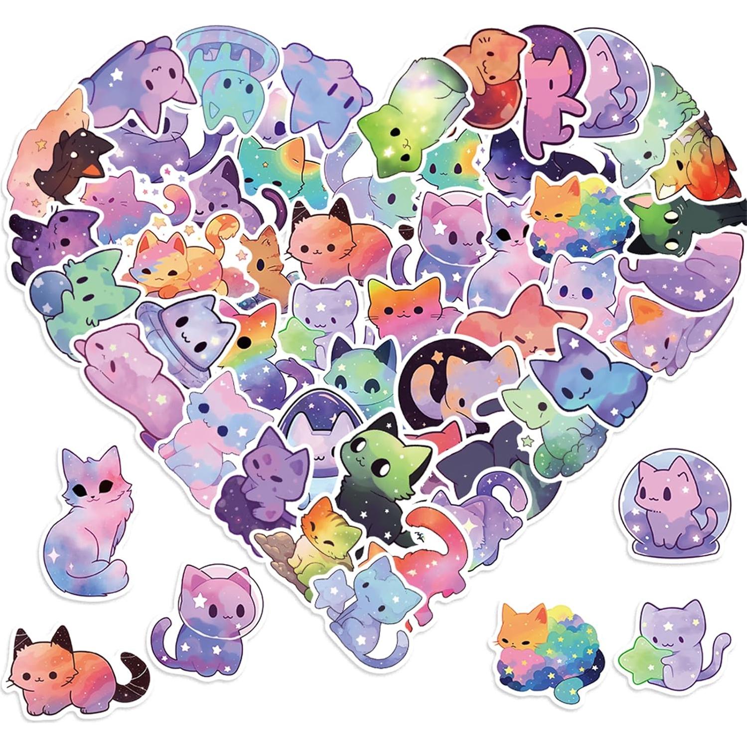 50 Pegatinas de Gato Cartoon TWGOGOTIC - Vinilo Impermeable