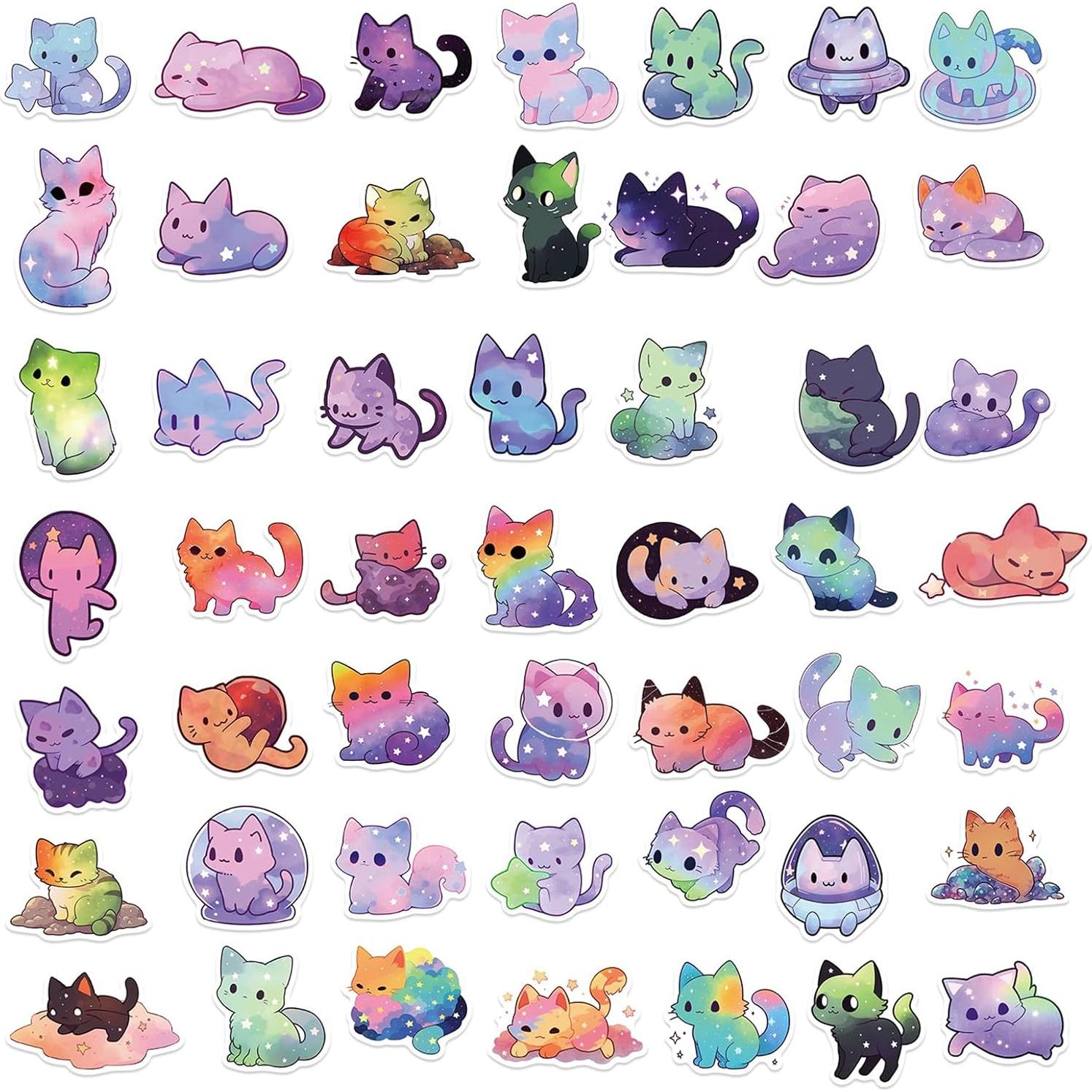 50 Pegatinas de Gato Cartoon TWGOGOTIC - Vinilo Impermeable