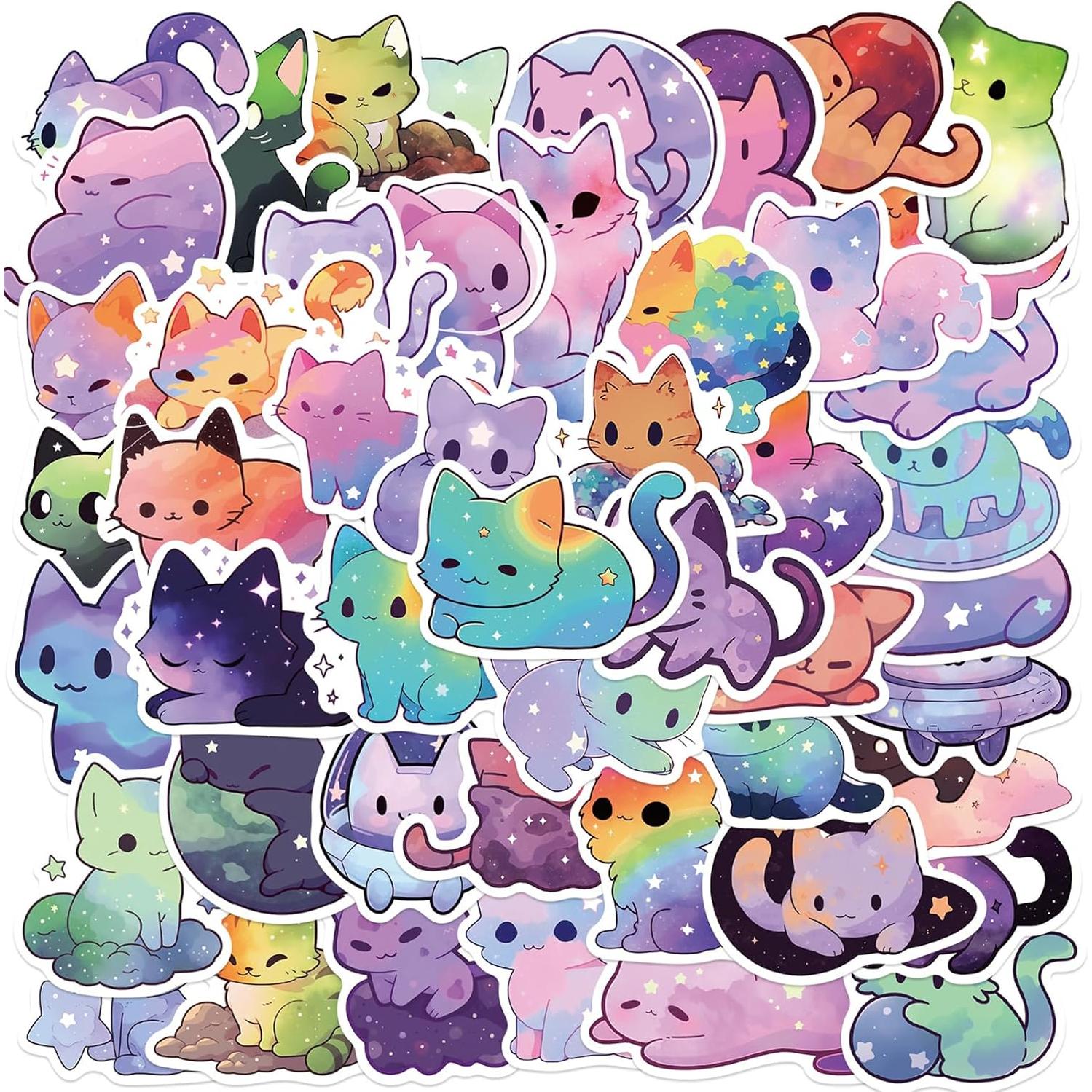 50 Pegatinas de Gato Cartoon TWGOGOTIC - Vinilo Impermeable