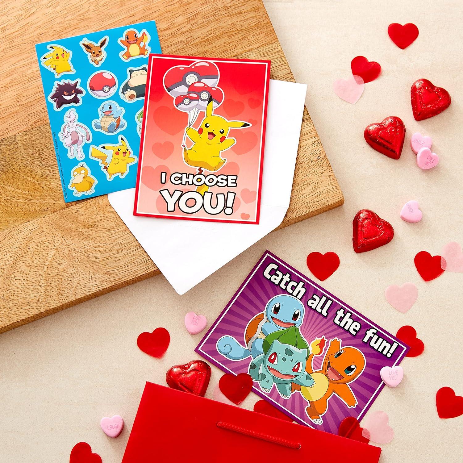 Tarjetas y Stickers de San Valentín Pokémon Hallmark - 24 Unidades