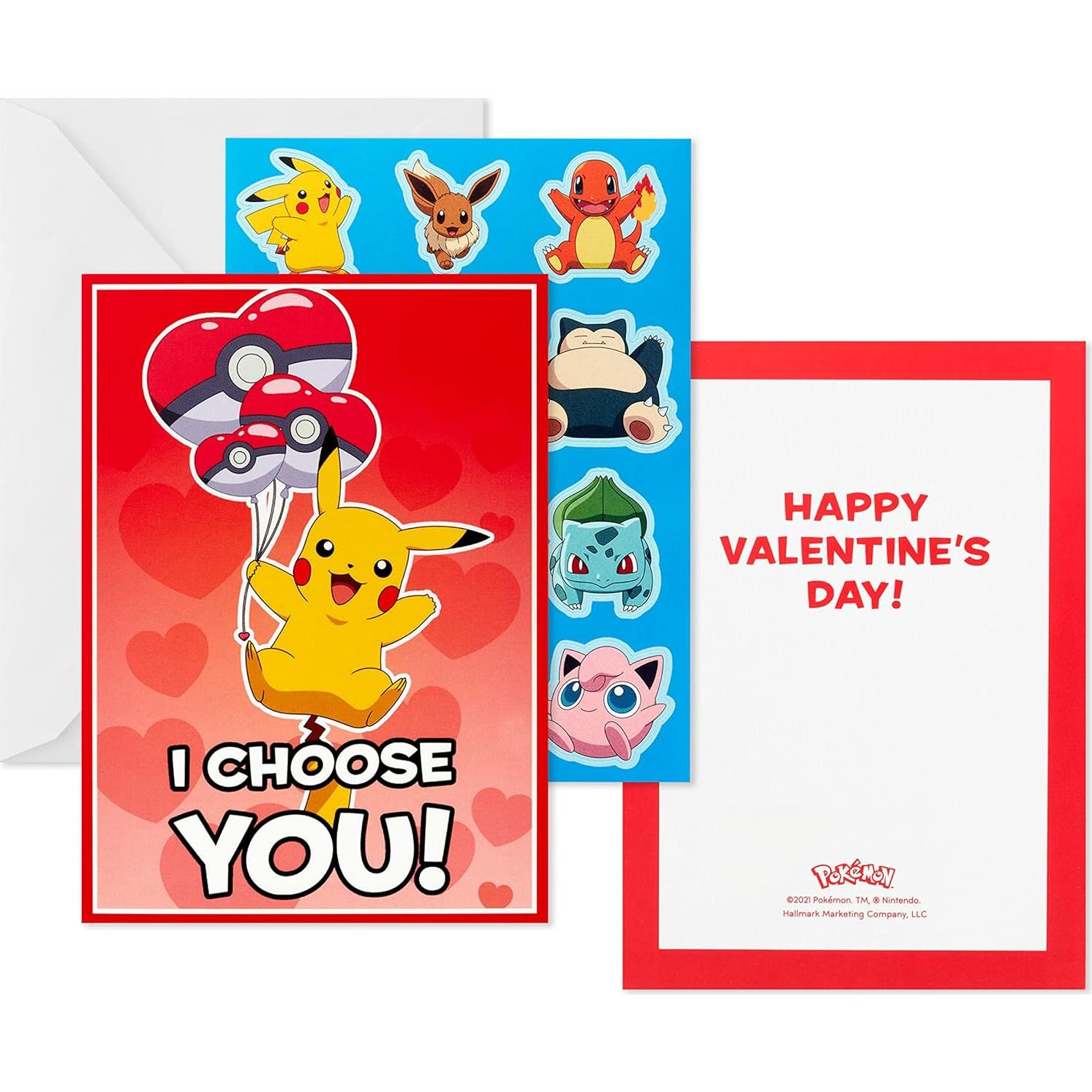 Tarjetas y Stickers de San Valentín Pokémon Hallmark - 24 Unidades